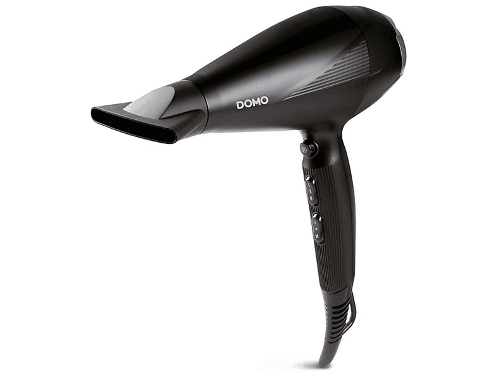 Czarna suszarka do włosów z widoczną marką 'DOMO'.