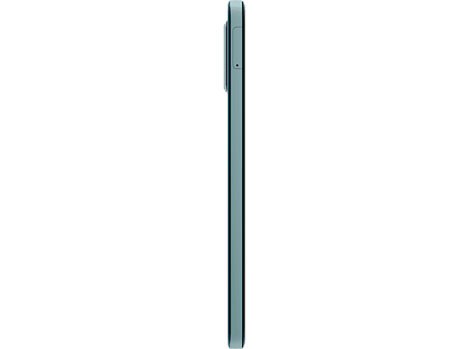 Widok z boku zielonego smartfona na czarnym tle.