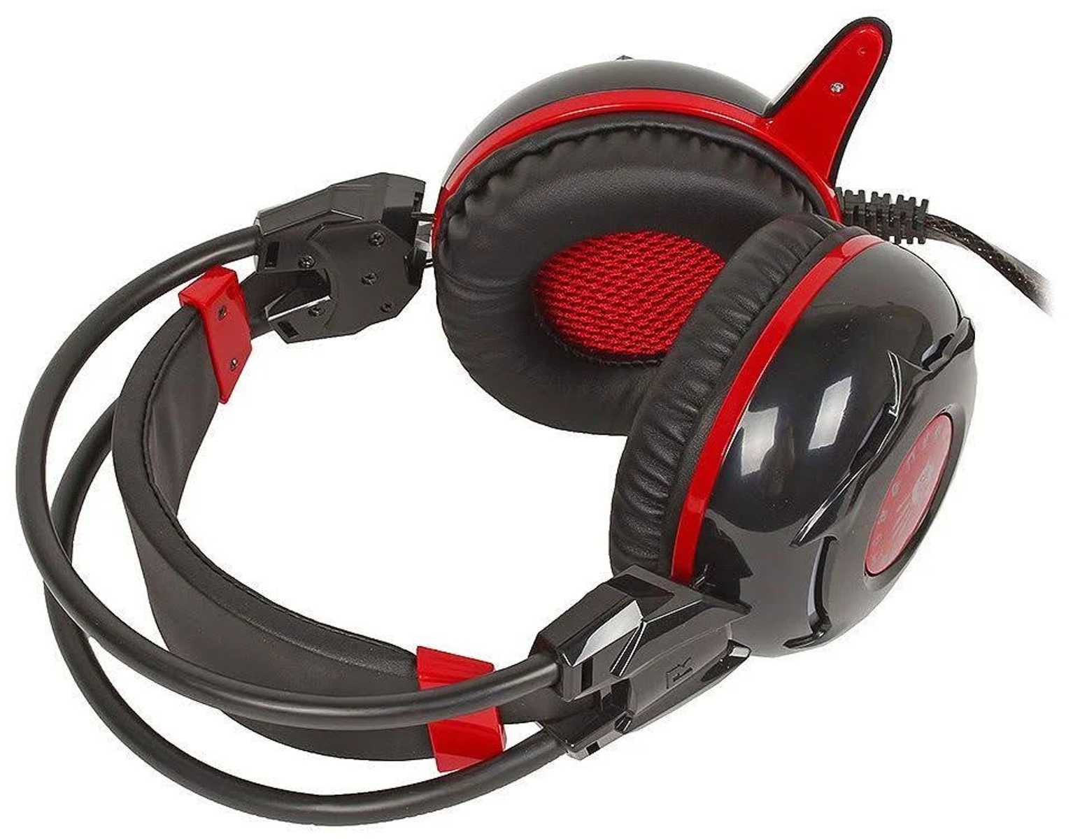 Cuffie da gioco nere e rosse.