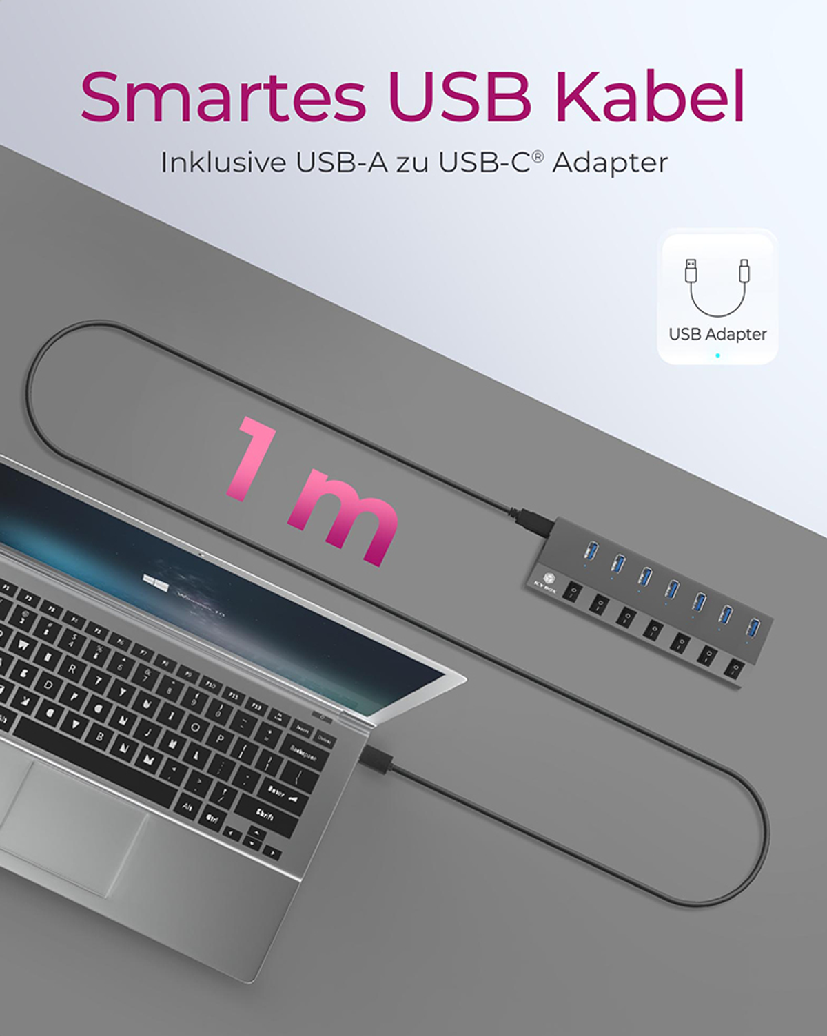 ICY BOX IB-HUB1701-C3, Grau USB, Hub