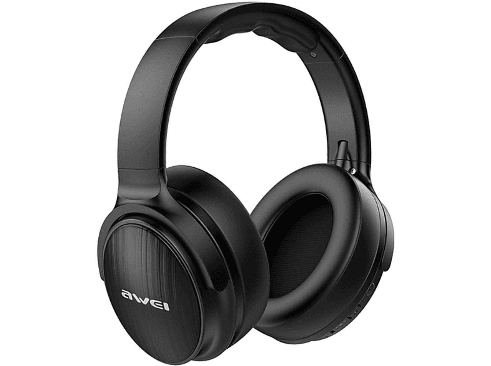 Schwarze Kopfhörer mit Awei-Branding, Over-Ear-Design und strukturierter Oberfläche.