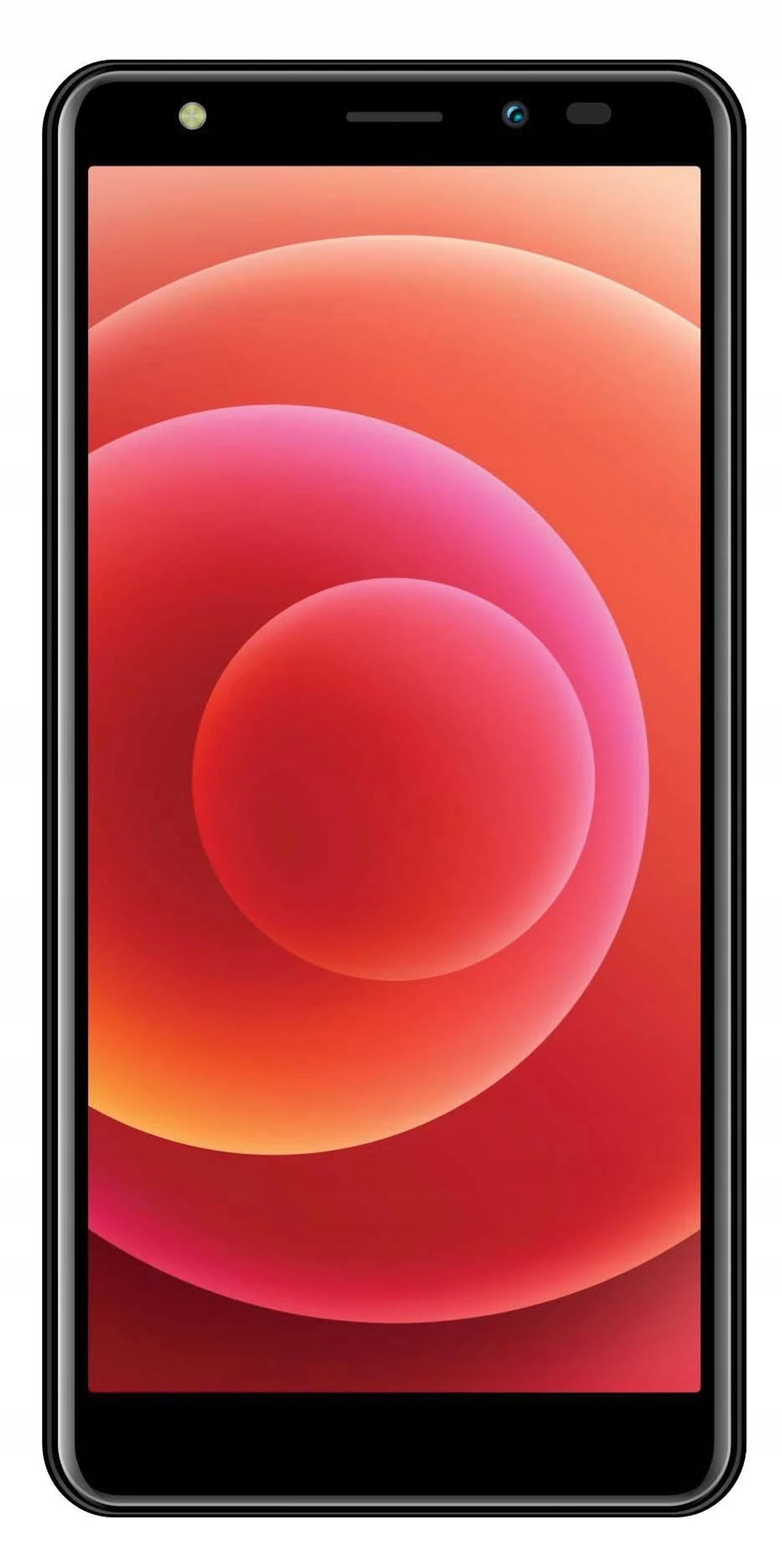 Ein schwarzes Smartphone mit einem farbenfrohen abstrakten Hintergrund auf seinem Bildschirm.