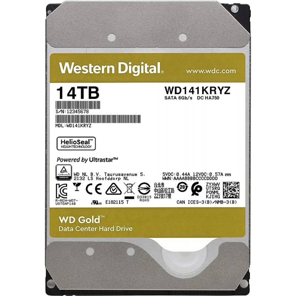 Gold, HDD, DIGITAL 14000 intern 3,5 GB, Zoll, WESTERN