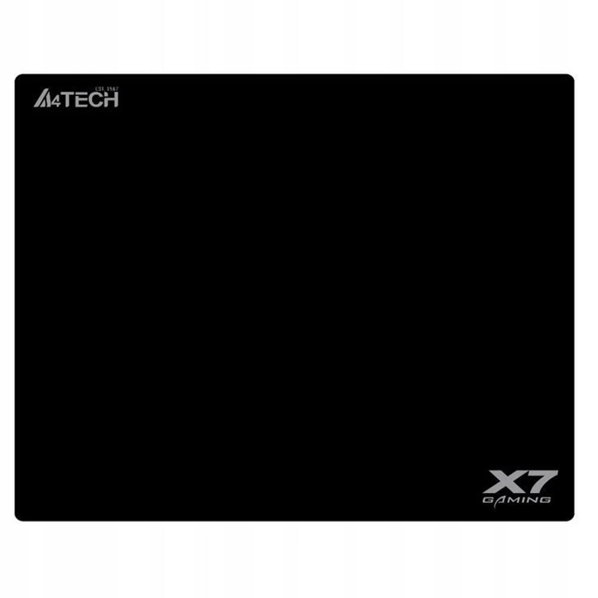 Schwarzes A4TECH X7 Gaming-Mauspad mit Logo und Text auf schwarzem Hintergrund.