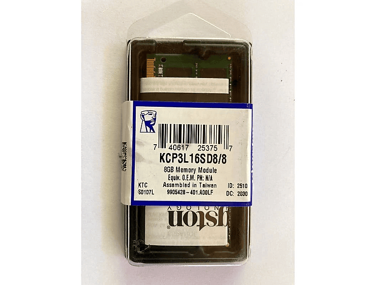 KINGSTON PC3-12800 (DDR3-1600) 8 GB SO-DIMM 1600 MHz PC3-12800