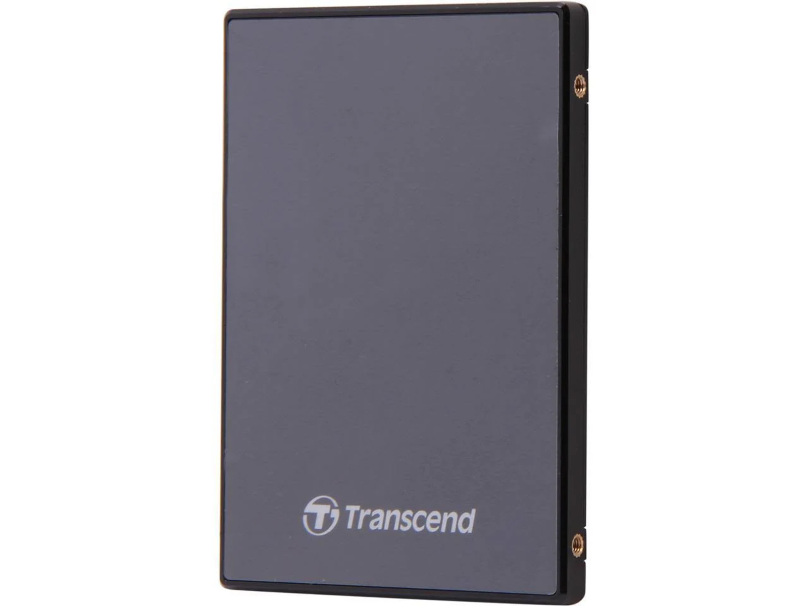 Czarny dysk SSD Transcend z logo Transcend.