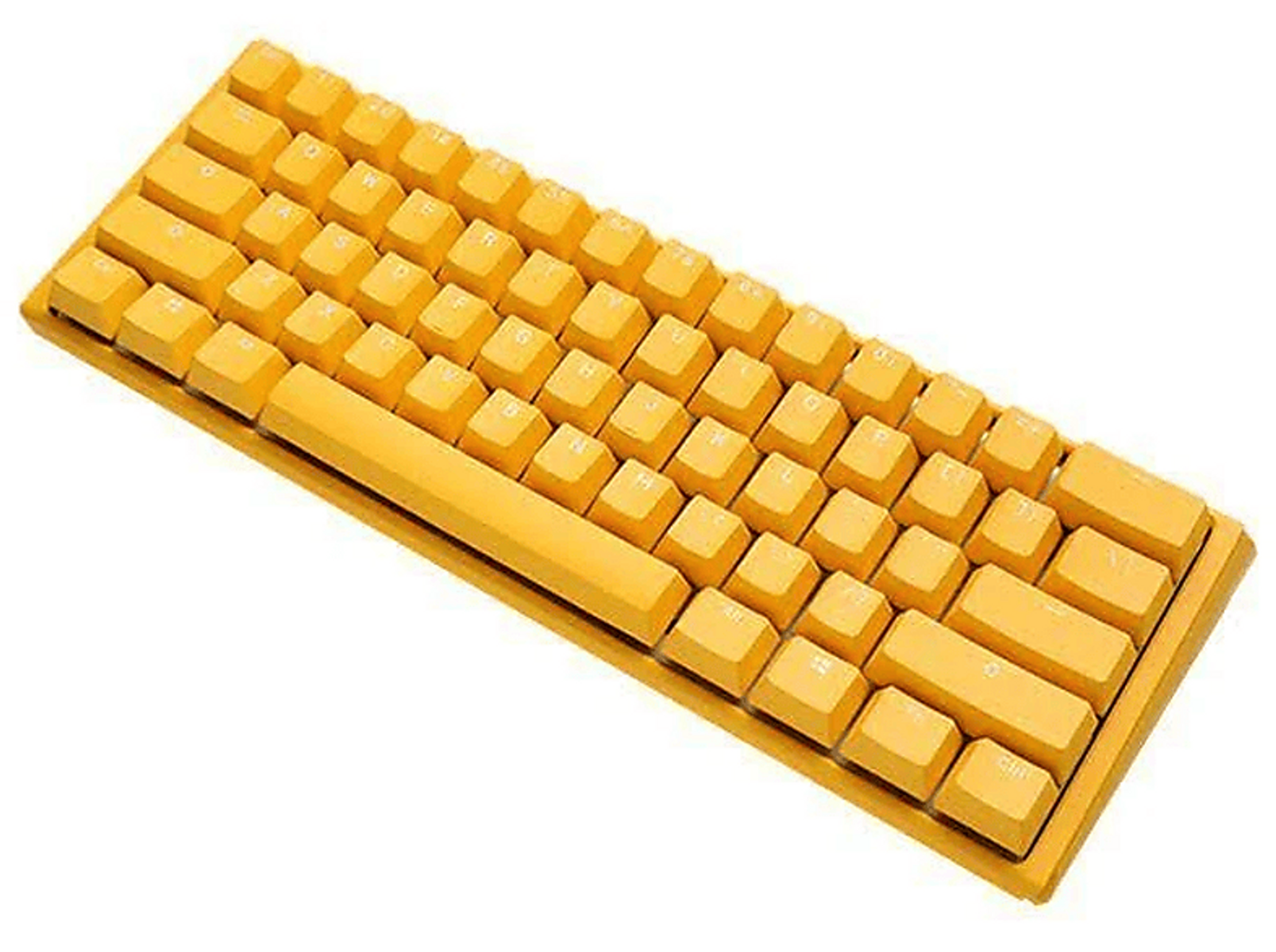 Tastiera meccanica gialla con layout compatto e tasti gialli.