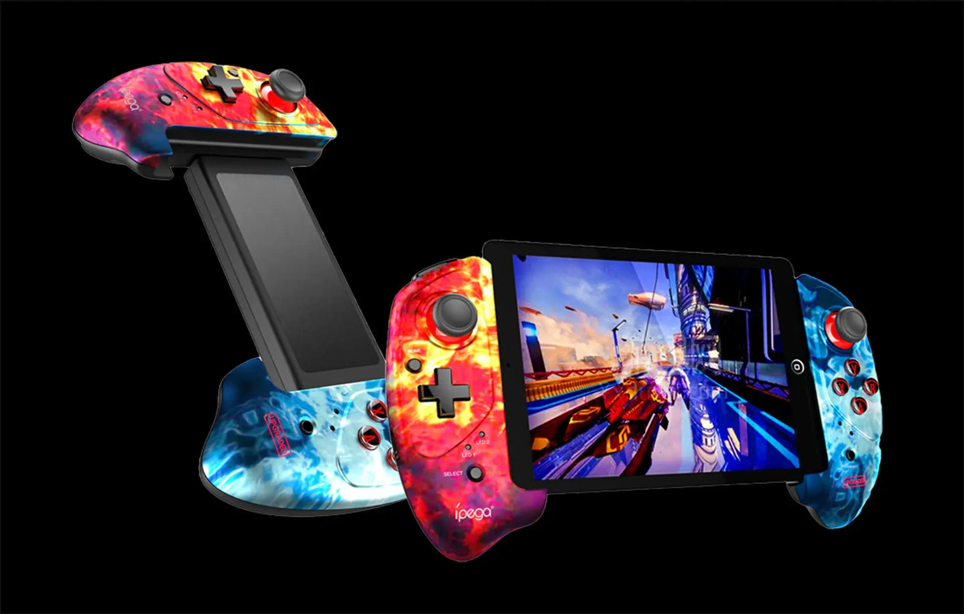 Controller mit Tablet darin und ein weiterer Controller an der Seite.