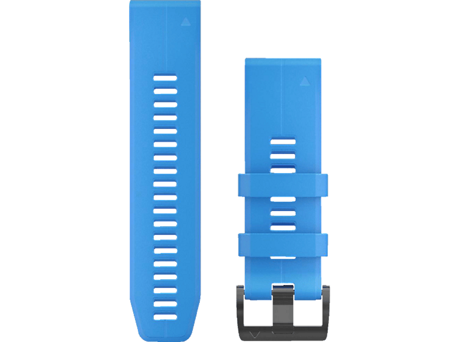 Dwa niebieskie paski do zegarka z ciemnoszarą klamrą.