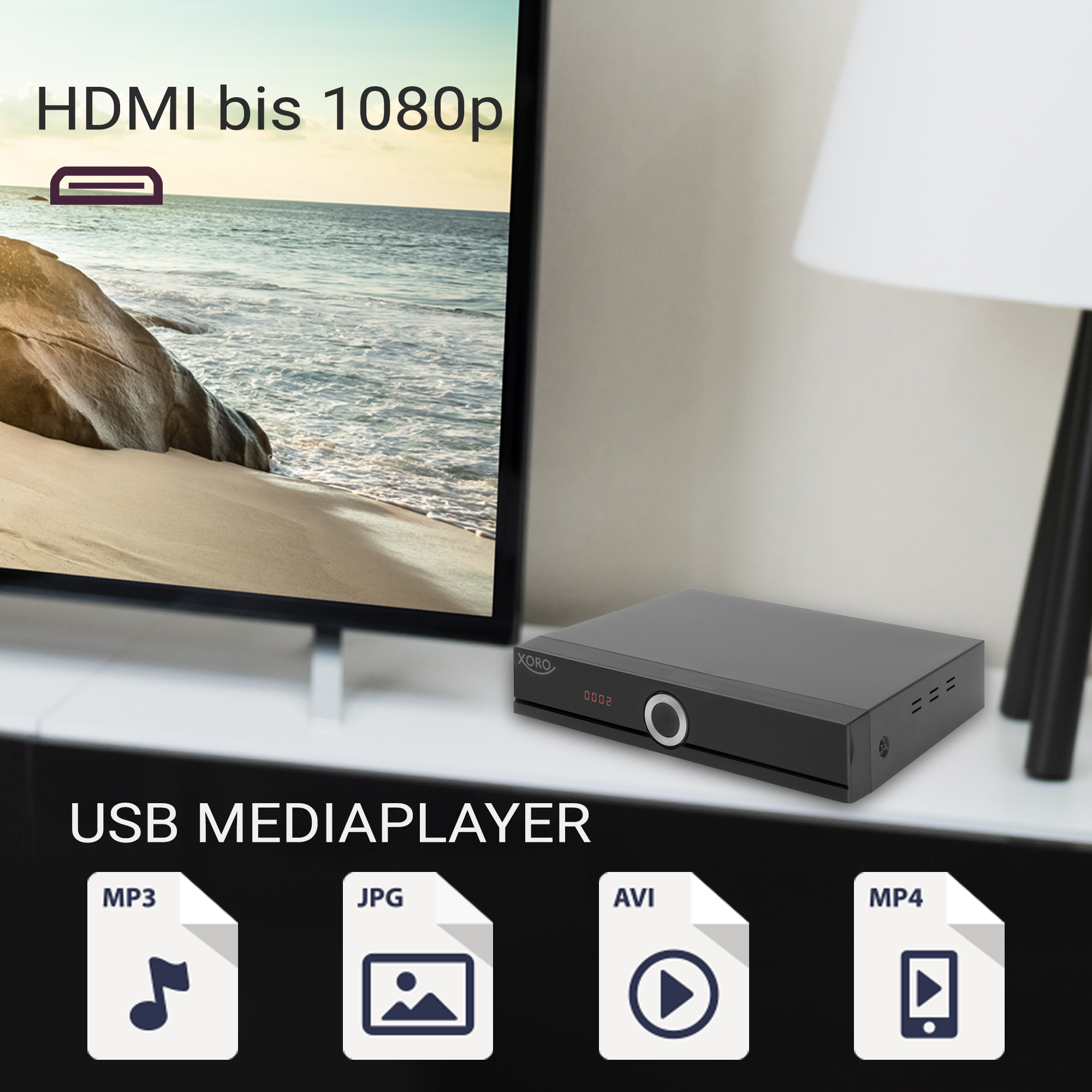 Kabelreceiver Ready, HDD 7672 0TB USB MiniSCART, XORO Tuner, HRK HD 12V) TWIN XORO PVR HDMI, DVB-C (HDTV Receiver DVB-C