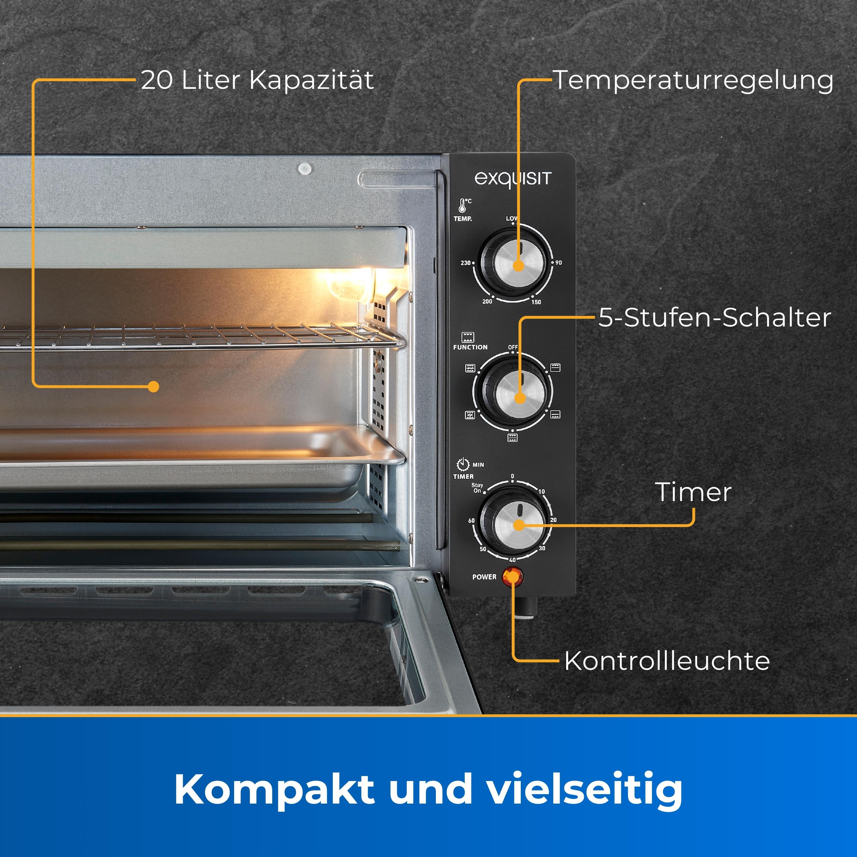 Ein Ofen mit Bedienknöpfen und Textbeschriftungen, Nahaufnahme.