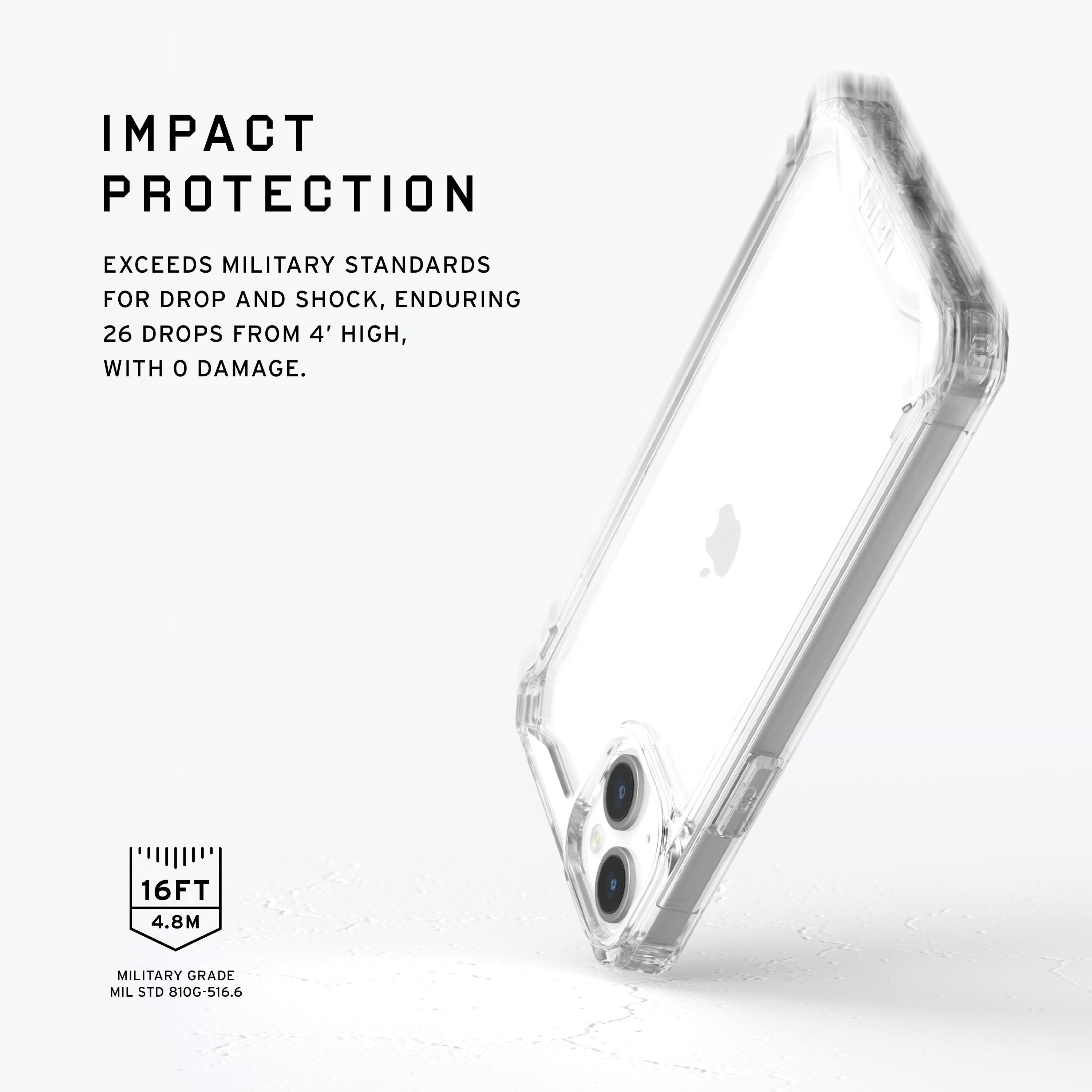 URBAN ARMOR GEAR Plyo, Plus, transparent) Backcover, ash (grau 15 iPhone Apple