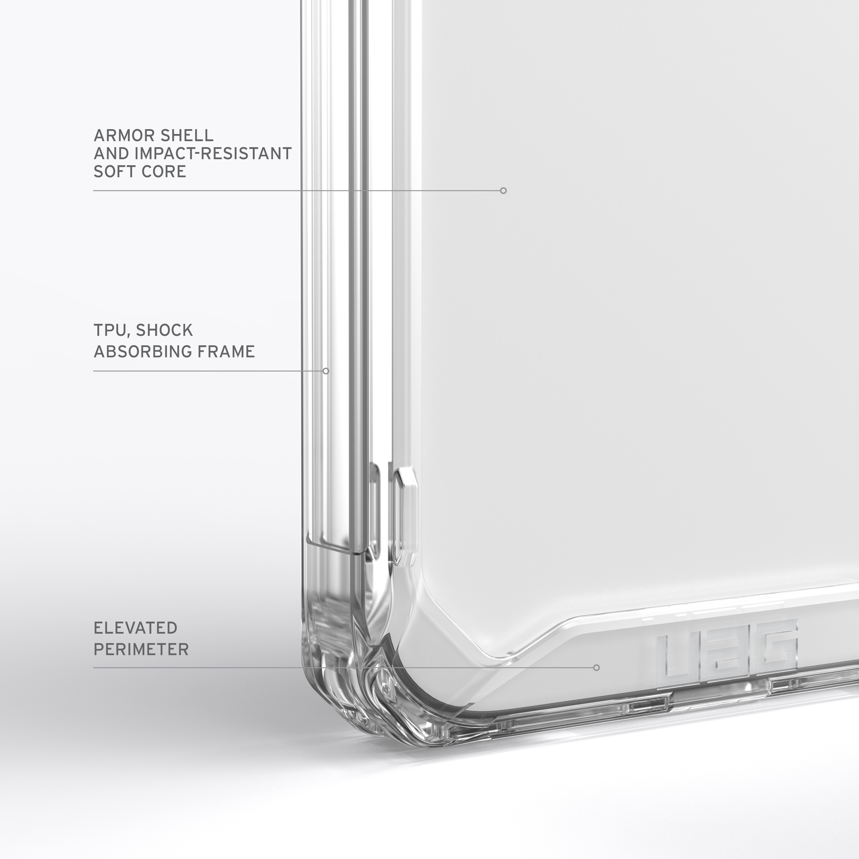 URBAN ARMOR GEAR Plyo, Plus, transparent) Backcover, ash (grau 15 iPhone Apple