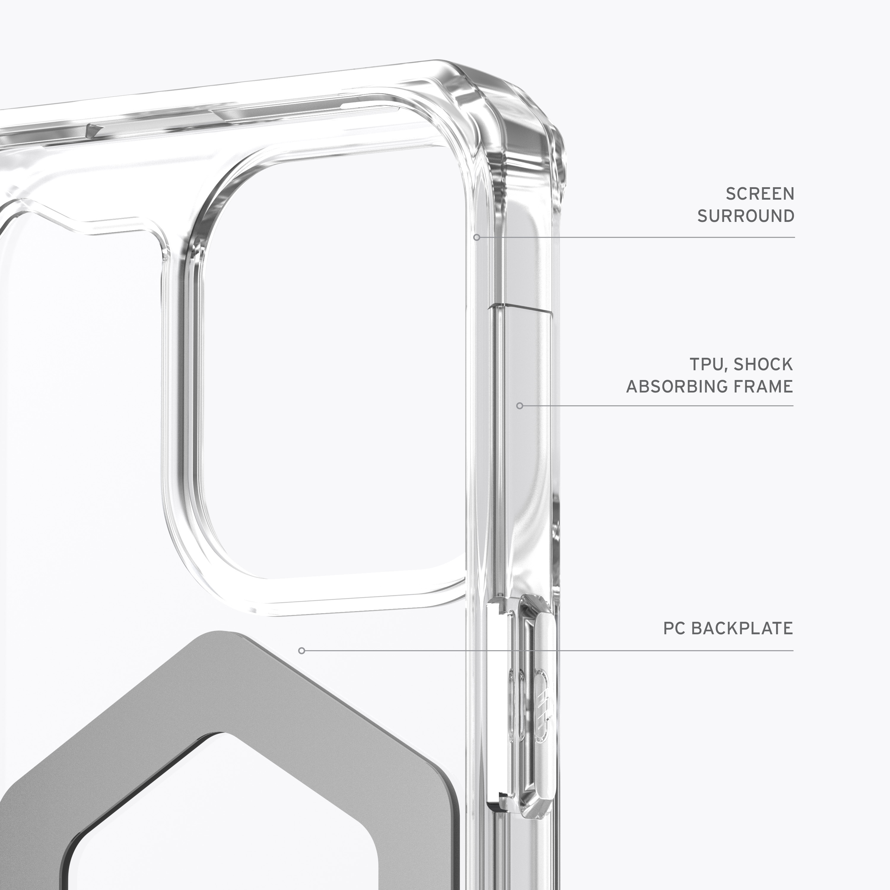 URBAN ARMOR Pro (transparent)/silber iPhone GEAR ice Plyo Backcover, Apple, 15 Max, MagSafe