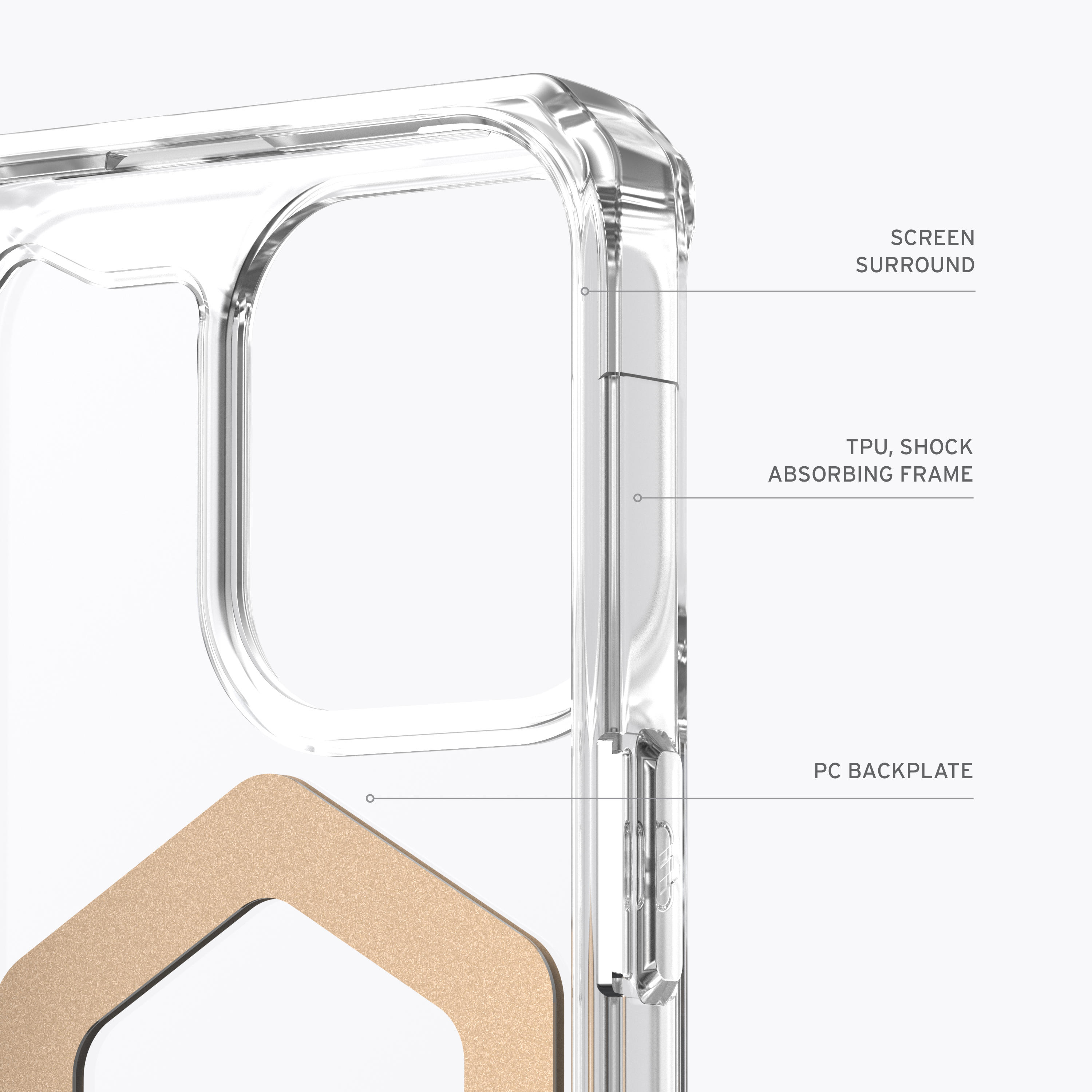 Backcover, MagSafe, ice Pro URBAN Plyo 15 iPhone GEAR (transparent)/gold ARMOR Max, Apple,