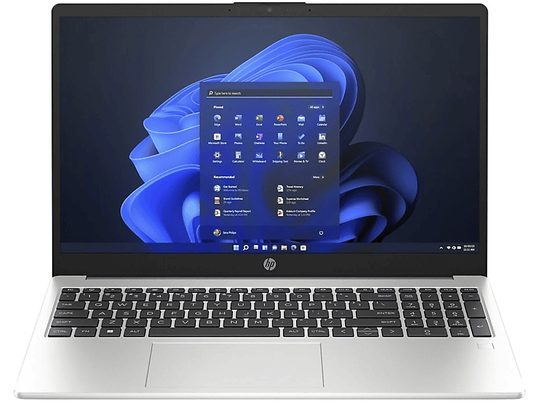 HP 250 G10, fertig installiert und aktiviert, Office 2021 Pro, Notebook mit 15,6 Zoll Display, 8 GB RAM, 4000 GB SSD, Silber