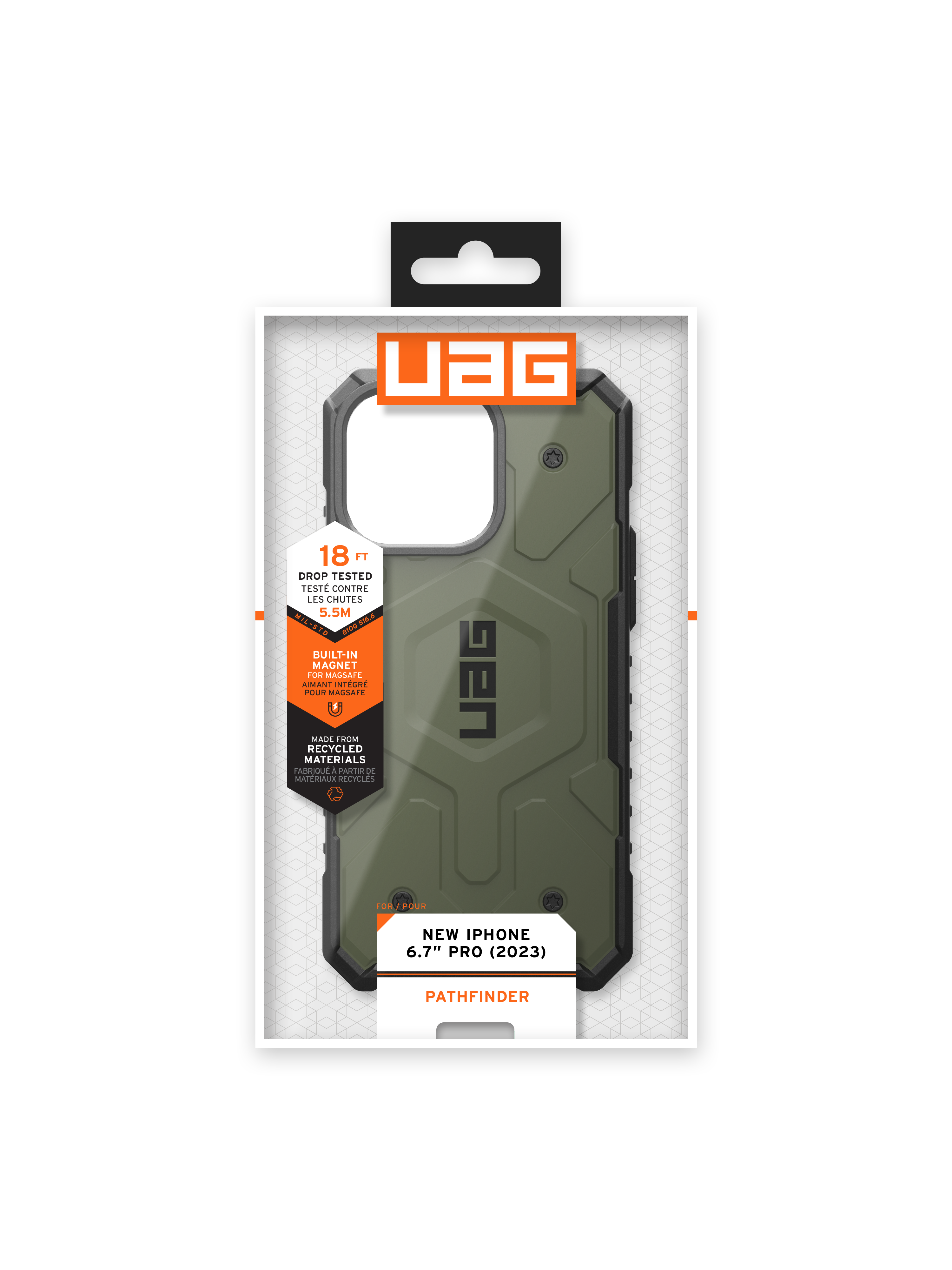 UAG-Handyhülle-Verpackung. Grüne Hülle sichtbar.