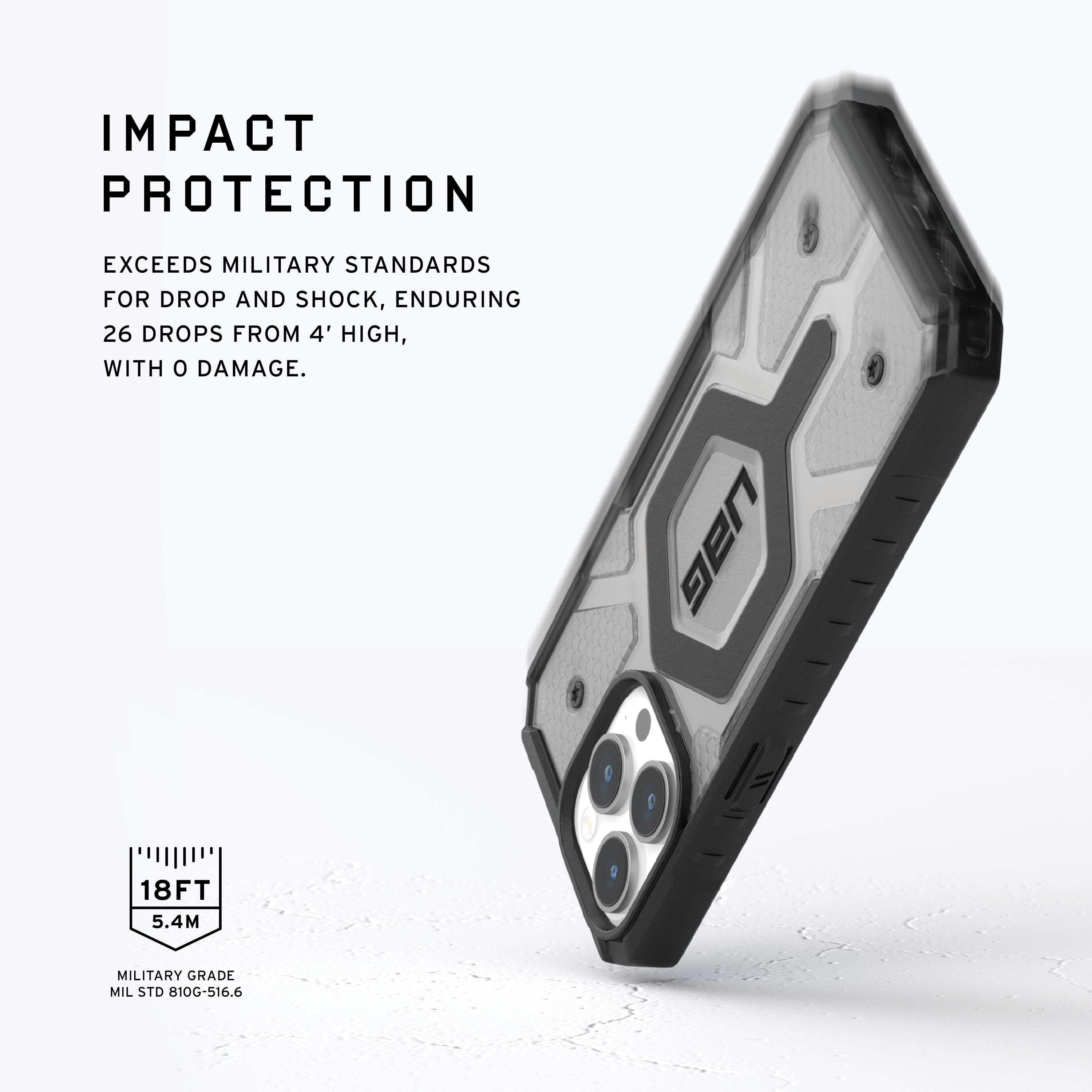 URBAN ARMOR GEAR Pathfinder MagSafe, Apple, (grau transparent) Pro, ash 15 iPhone Backcover