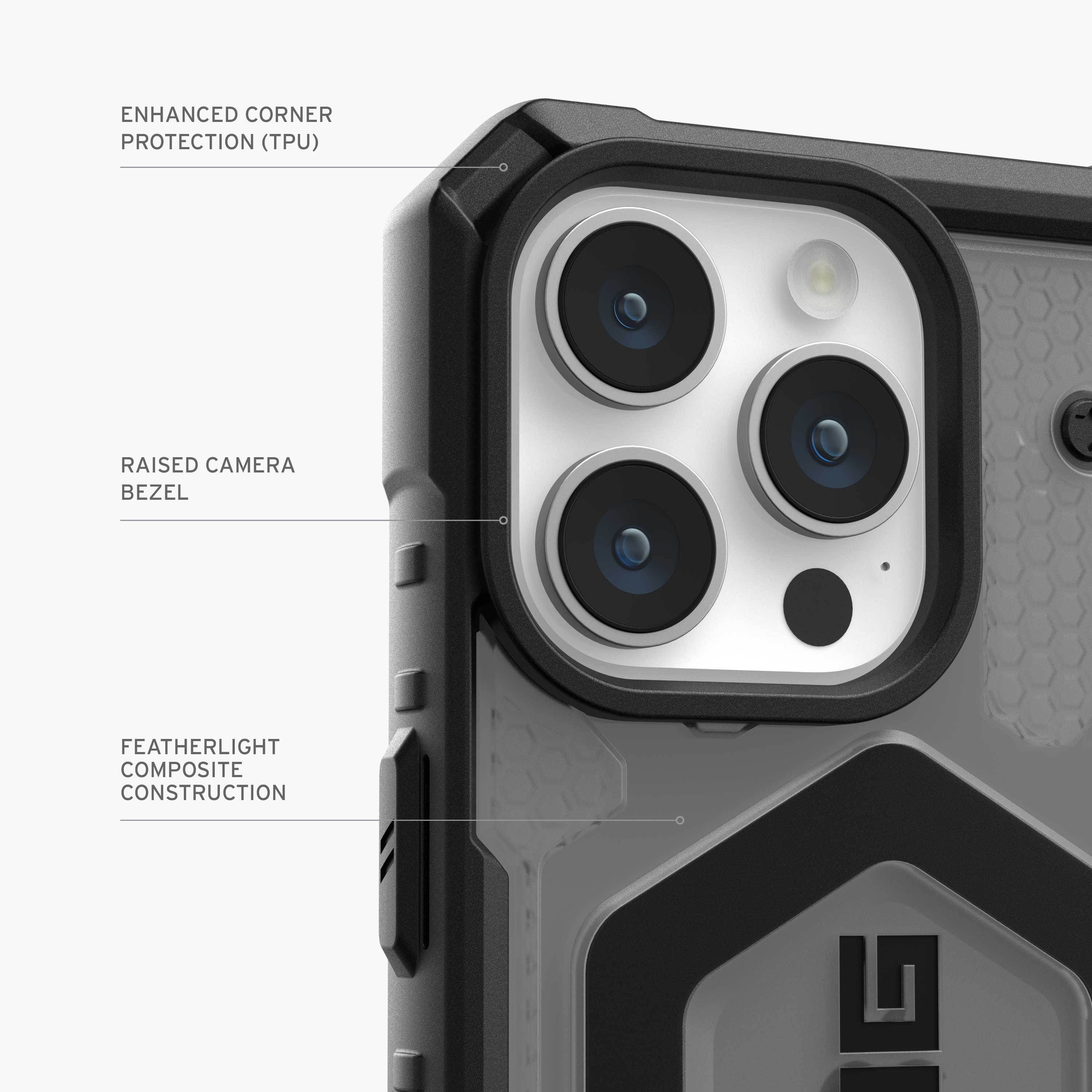 URBAN ARMOR GEAR Pathfinder Max, MagSafe, 15 Pro iPhone transparent) Apple, Backcover, ash (grau