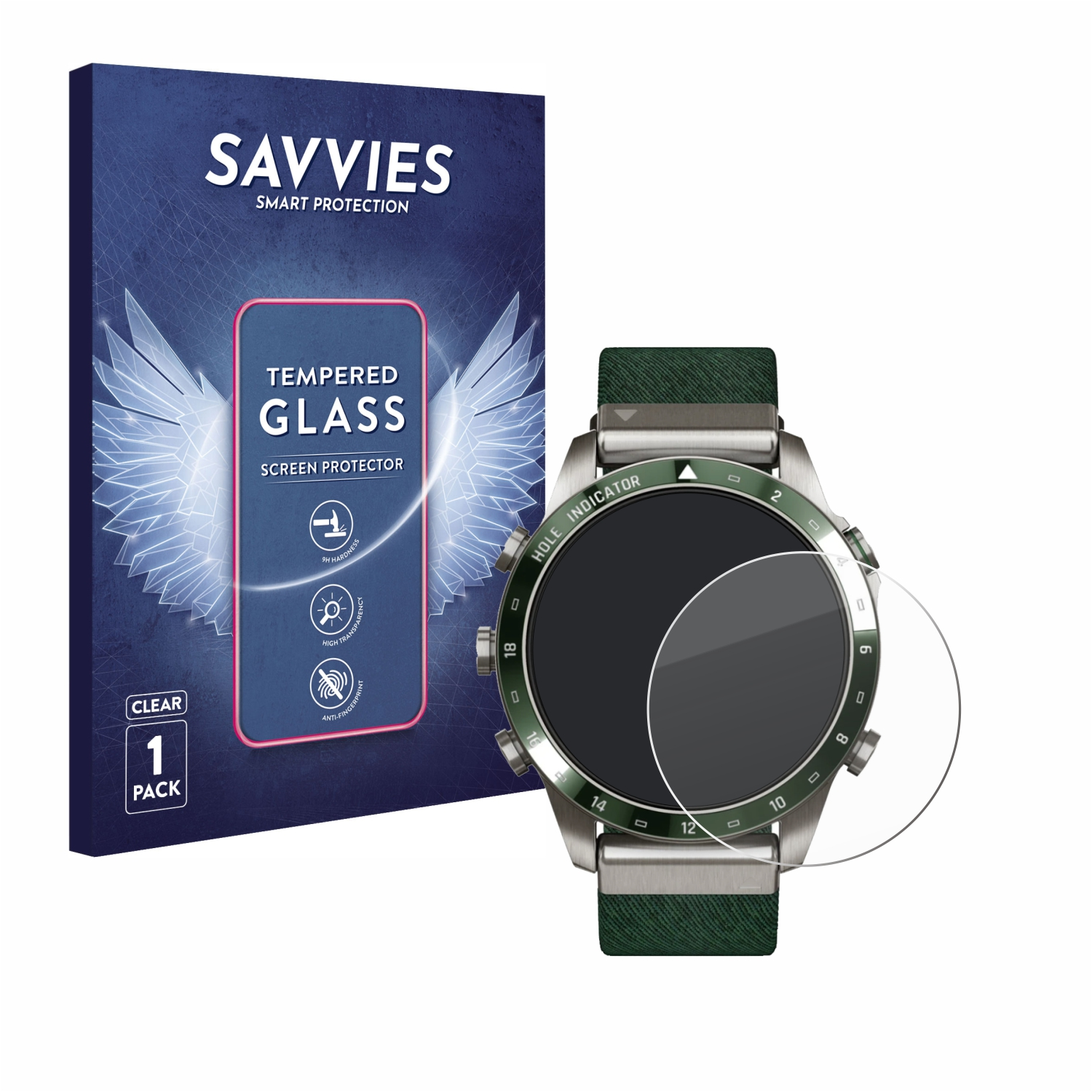 Golfer klares SAVVIES Schutzglas(für 9H Gen Marq Garmin 2)