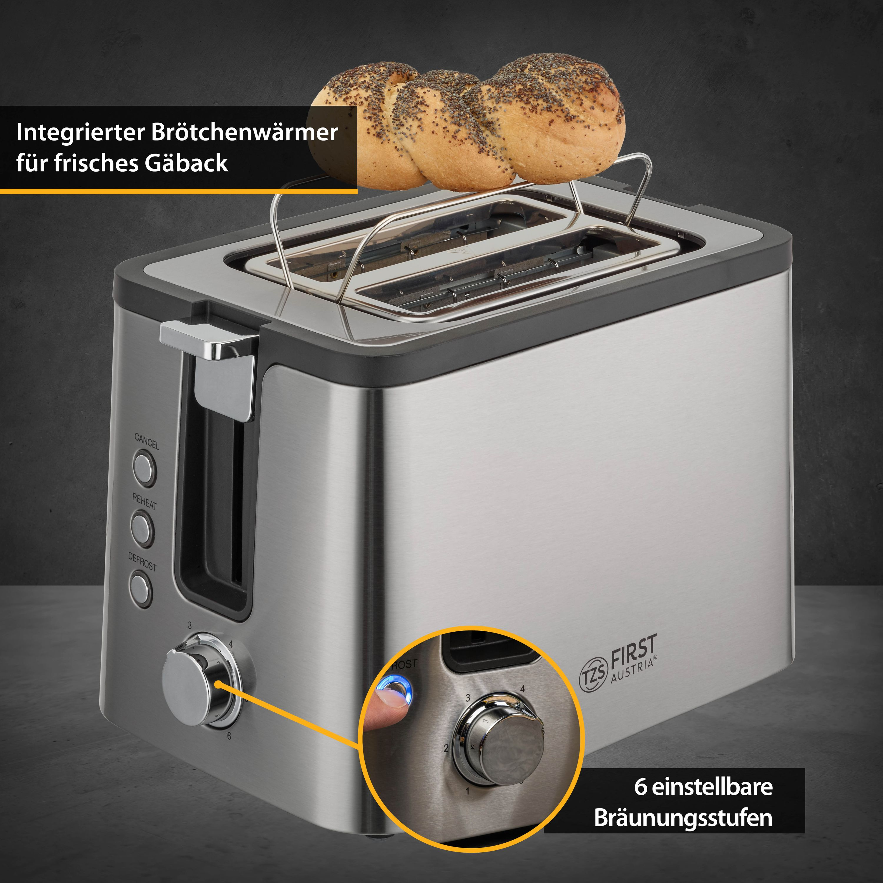 TZS FIRST AUSTRIA FA-5369-5 Toaster 50 Watt, 2) (800 Schlitze