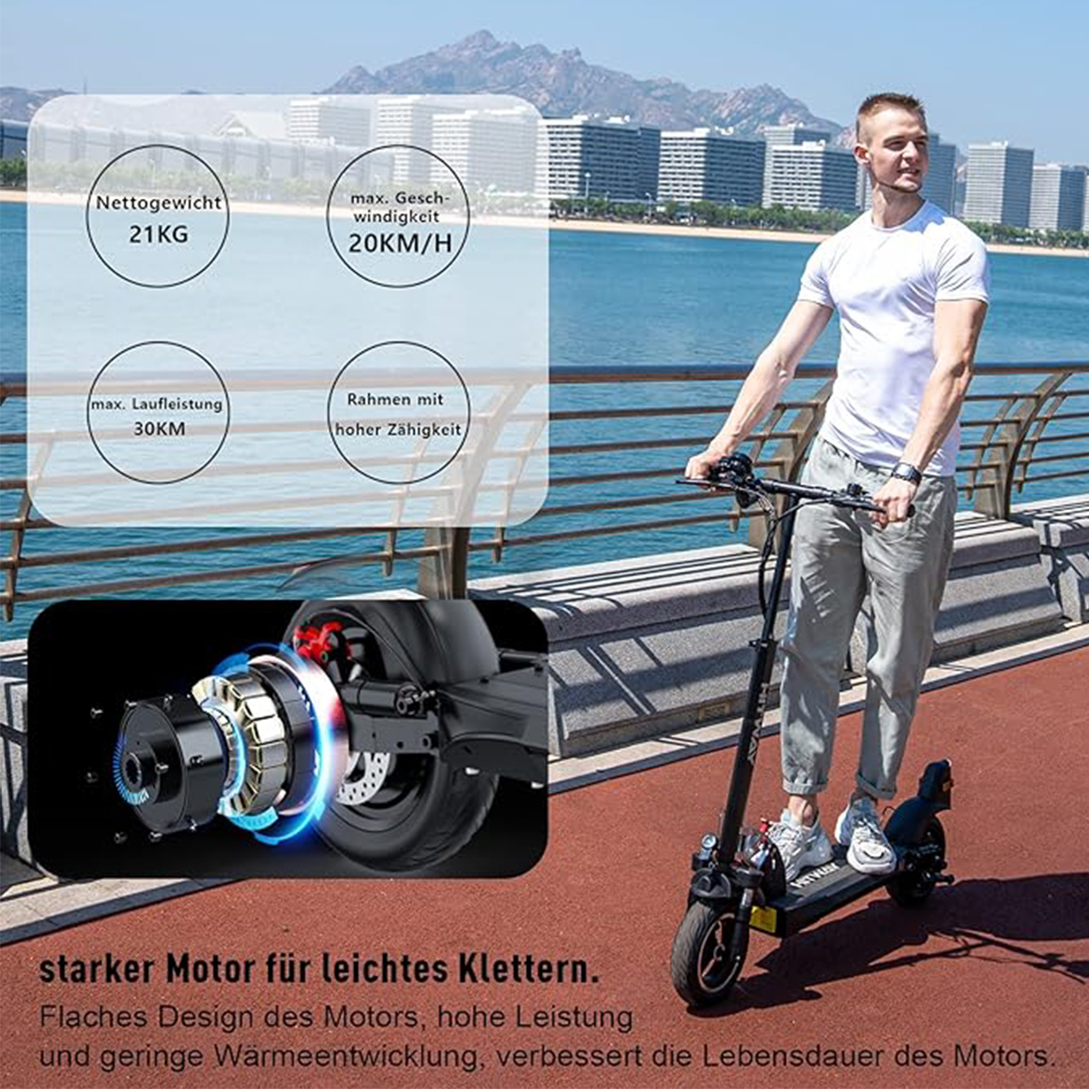 HITWAY H5 Electric Scooter Straßenzulassung Zoll, ABE (10 E-Scooter Scooter mit E schwarz)