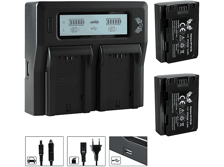 7C + + / / Charger / Alpha Passend 9 II SKGAMES 2250mAh Charger, A9S / A9 Li-ion A1 2250mAh Akku Dual / Akku FX30 NP-FZ100 2x für Sony