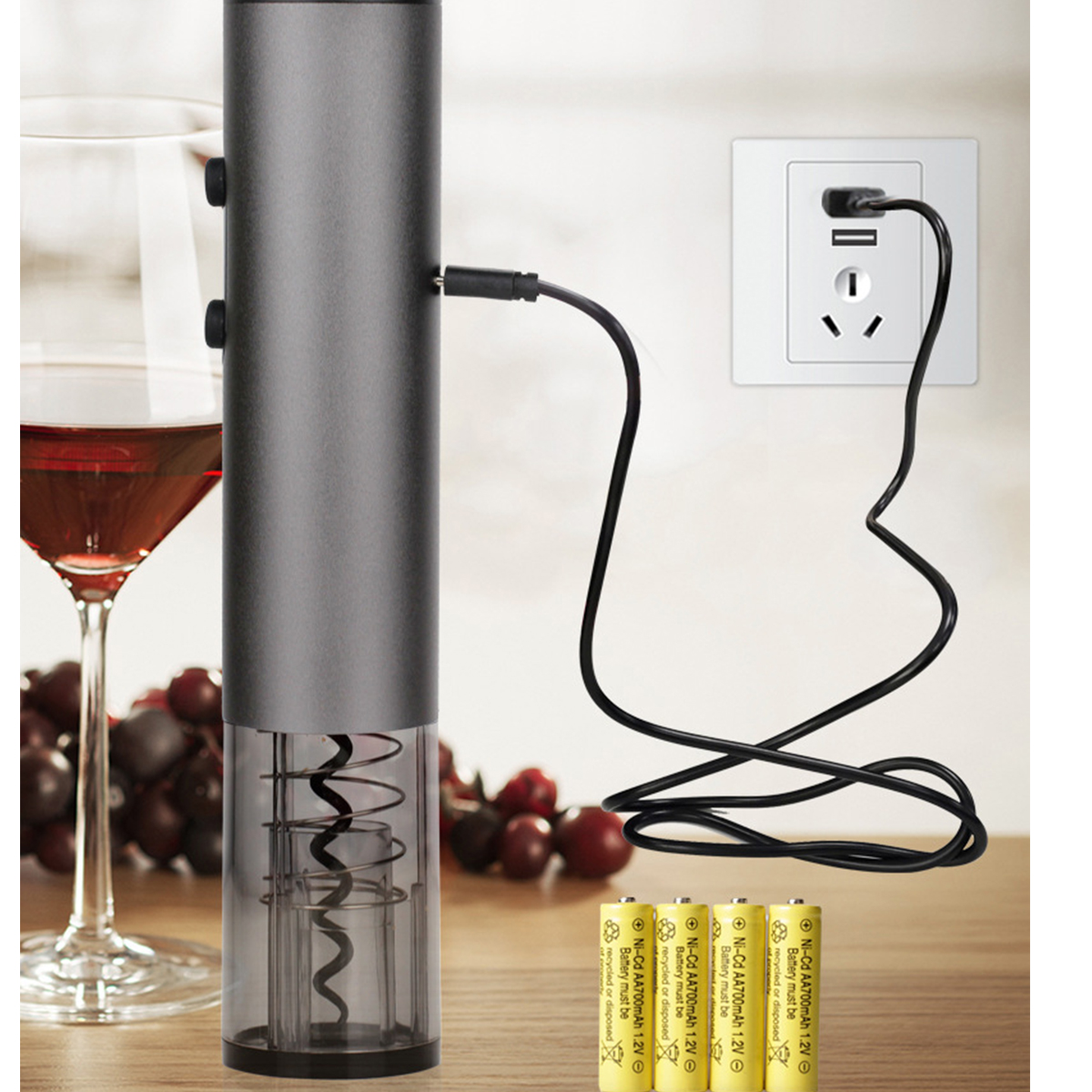 FEI Flaschenöffner Rot Flaschenöffner USB Wiederaufladbarer (Rot) Weinöffner Elektrischer Korkenzieher