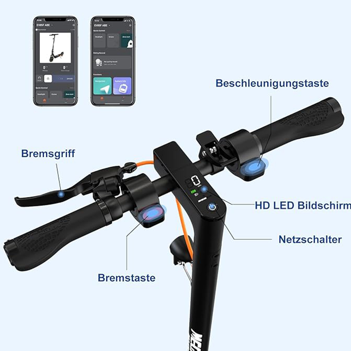 MEGA MOTION EV85F ABE mit (8,5 Straßenzulassung E-Scooter schwarz) Zoll