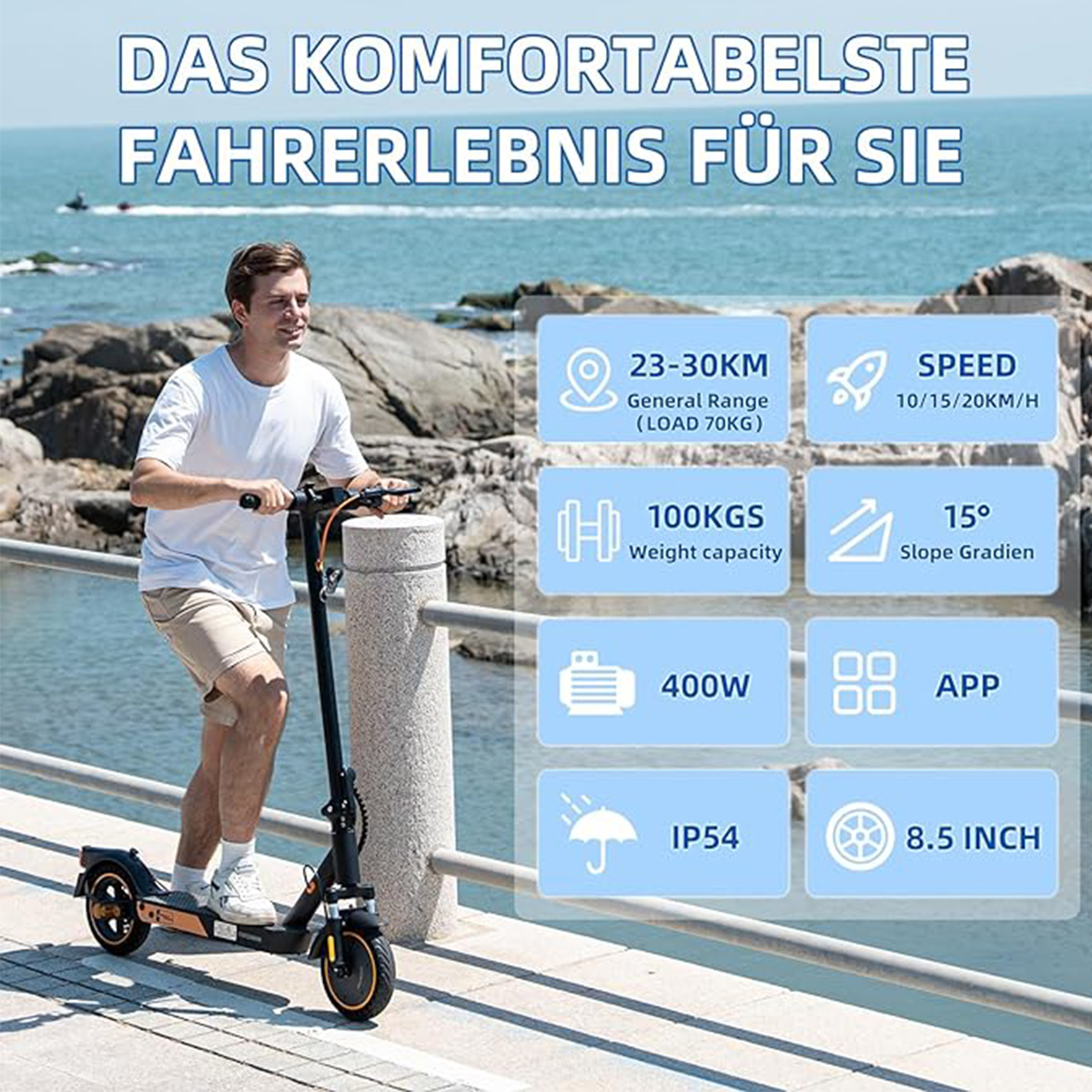 schwarz) Zoll, Straßenzulassung MOTION (8,5 mit MEGA EV85F ABE E-Scooter