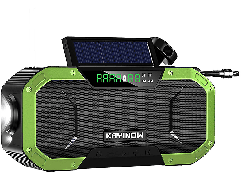 FM, PROSCENIC grüner Solarradio, Handkurbel AM, Bluetooth,