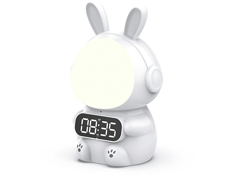 BYTELIKE Elektronischer Cartoon-LED-Wecker - Weißes Nachtlicht mit intelligenter Tonsteuerung Wecker