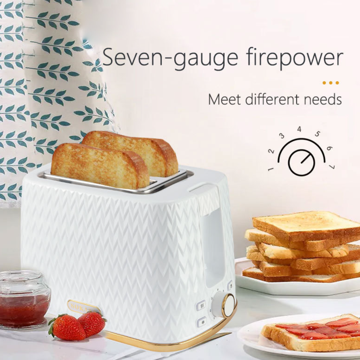 (750 Frühstücksautomat: Toaster Toaster, Haushaltsgerät 1) Sandwich-Maker, Vielseitiger UWOT Morgenmahlzeiten Schlitze: für Watt, Weiß leckere