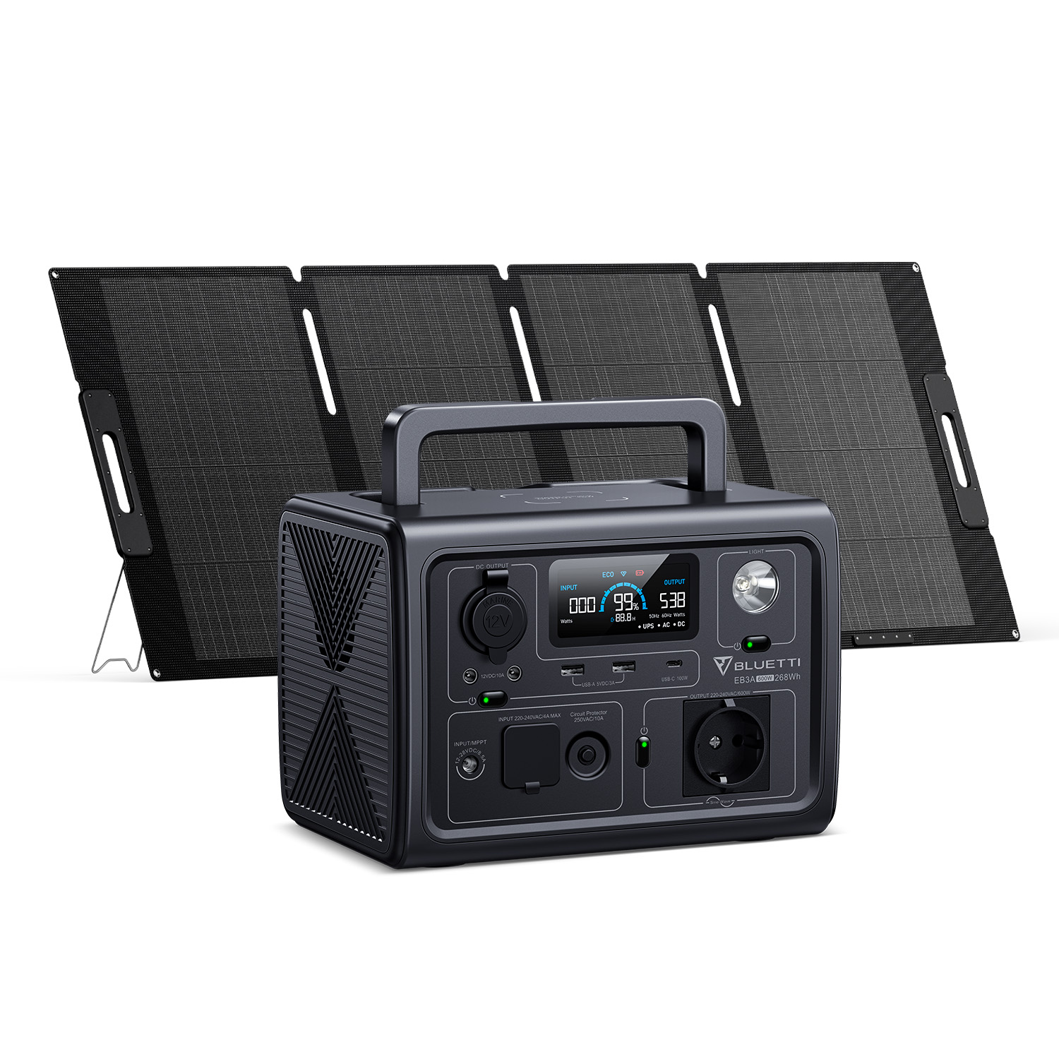 BLUETTI EB3A 200W mit MP200 Solarpanel Powerstation