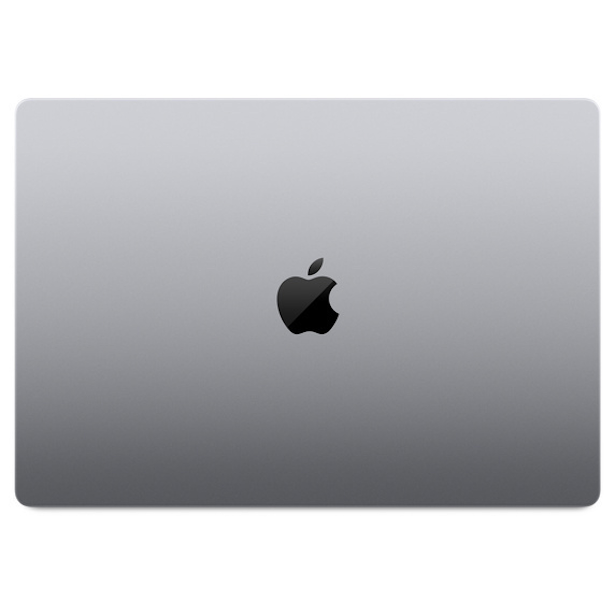La parte trasera de un portátil plateado cerrado con un logotipo de Apple en el centro.