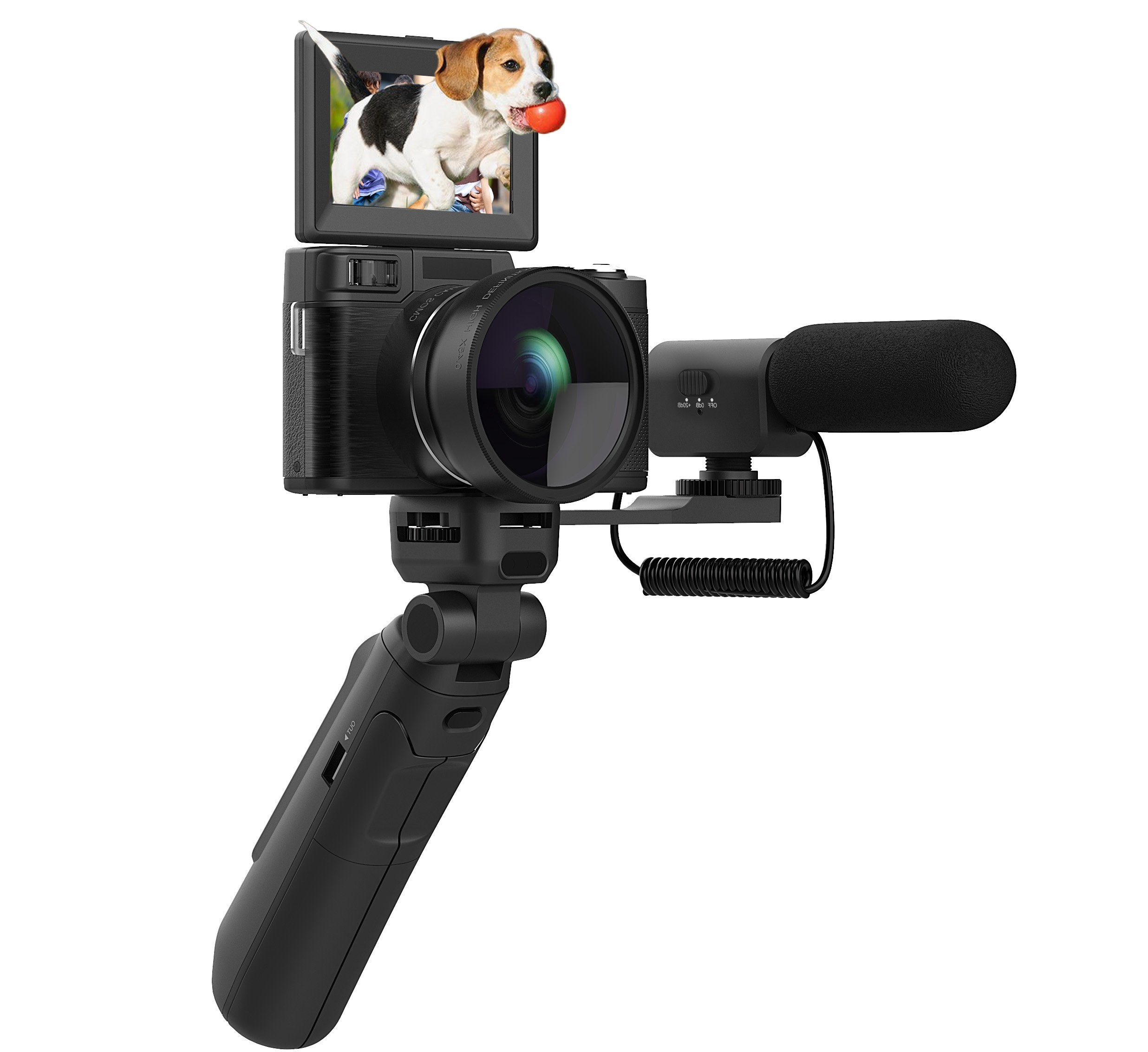 FINE LIFE PRO OKA 4K-HD-Vlog-Reisekamera Mikro Touchscreen,Sony MP, Kinderkamera Mit Zoom Schwarz- IMX386(48 ) 16-fach klappbarem