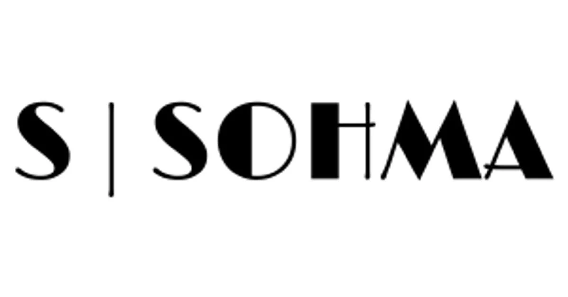 Logo SOHMA, testo nero su sfondo bianco, con una O stilizzata.