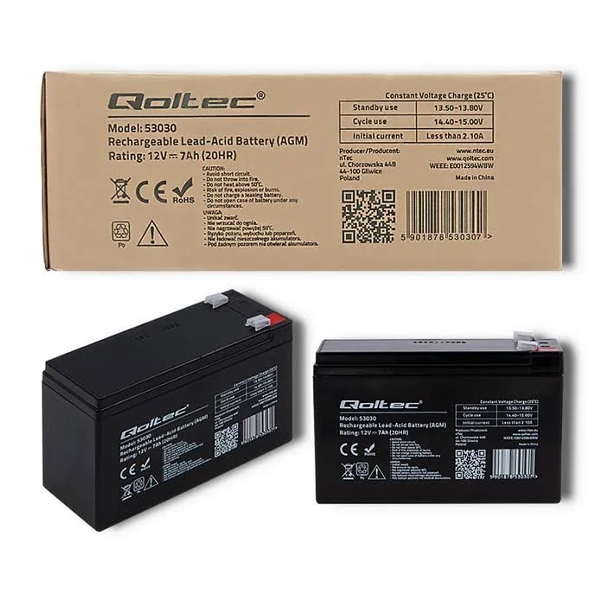 erforderlich. Volt 53030 QOLTEC Batterien Mehrzweckbatterien, 12 Lithium-Ionen 1