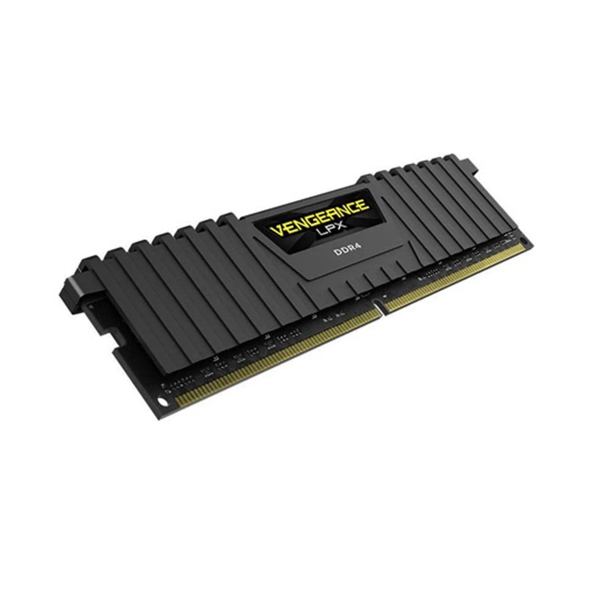 Stick RAM DDR4 nero con testo "VENGEANCE LPX DDR4", isolato su sfondo bianco.