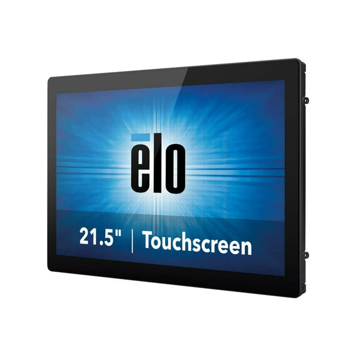Un monitor touchscreen da 21,5" con cornice nera, che mostra il logo 'elo'.