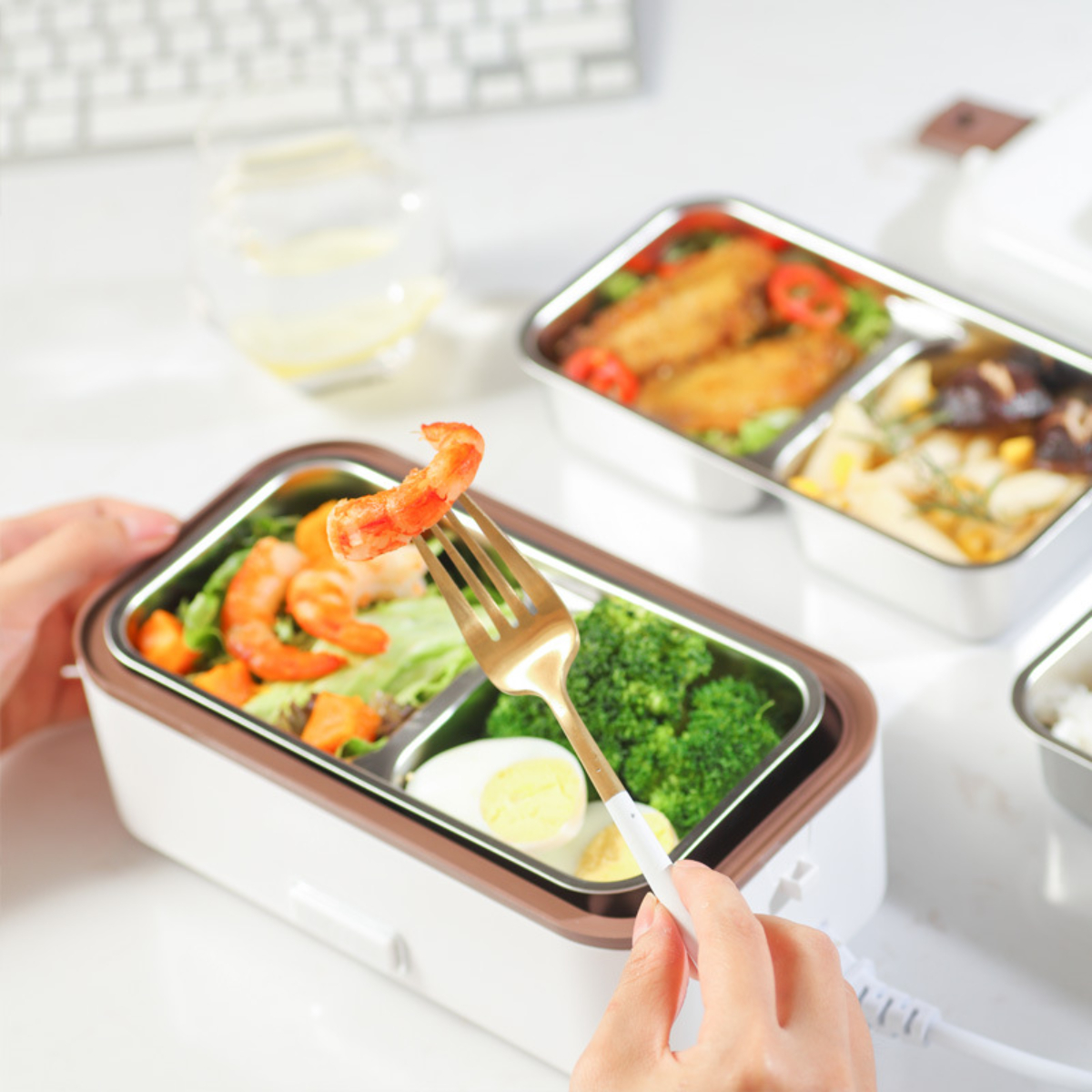 Dämpfen Knopfdruck, Frische - BYTELIKE Geschmackserhalt Brotdose und Pinke auf beheizte Lunchbox
