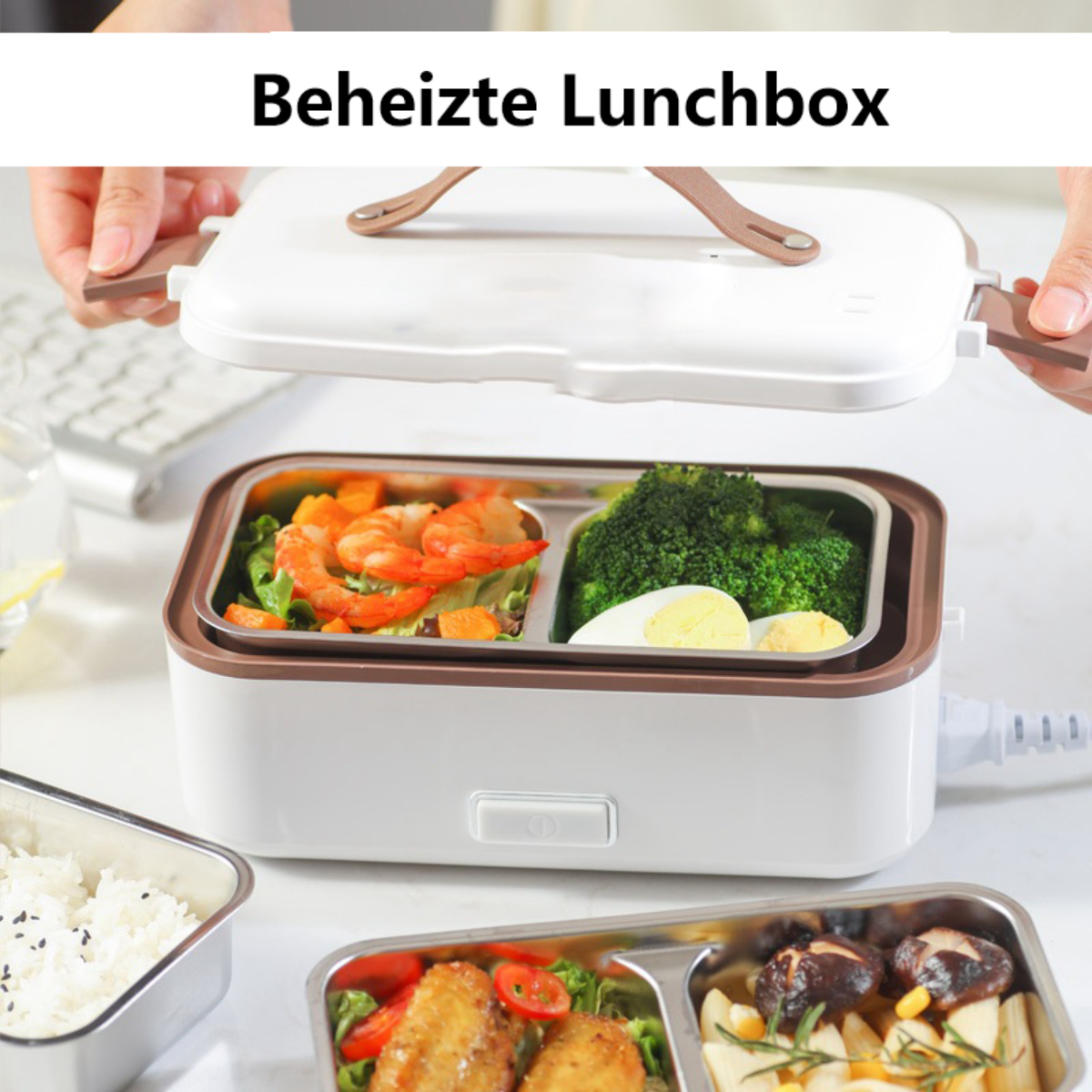 BYTELIKE Pinke beheizte Lunchbox auf Brotdose Dämpfen Frische Geschmackserhalt - Knopfdruck, und