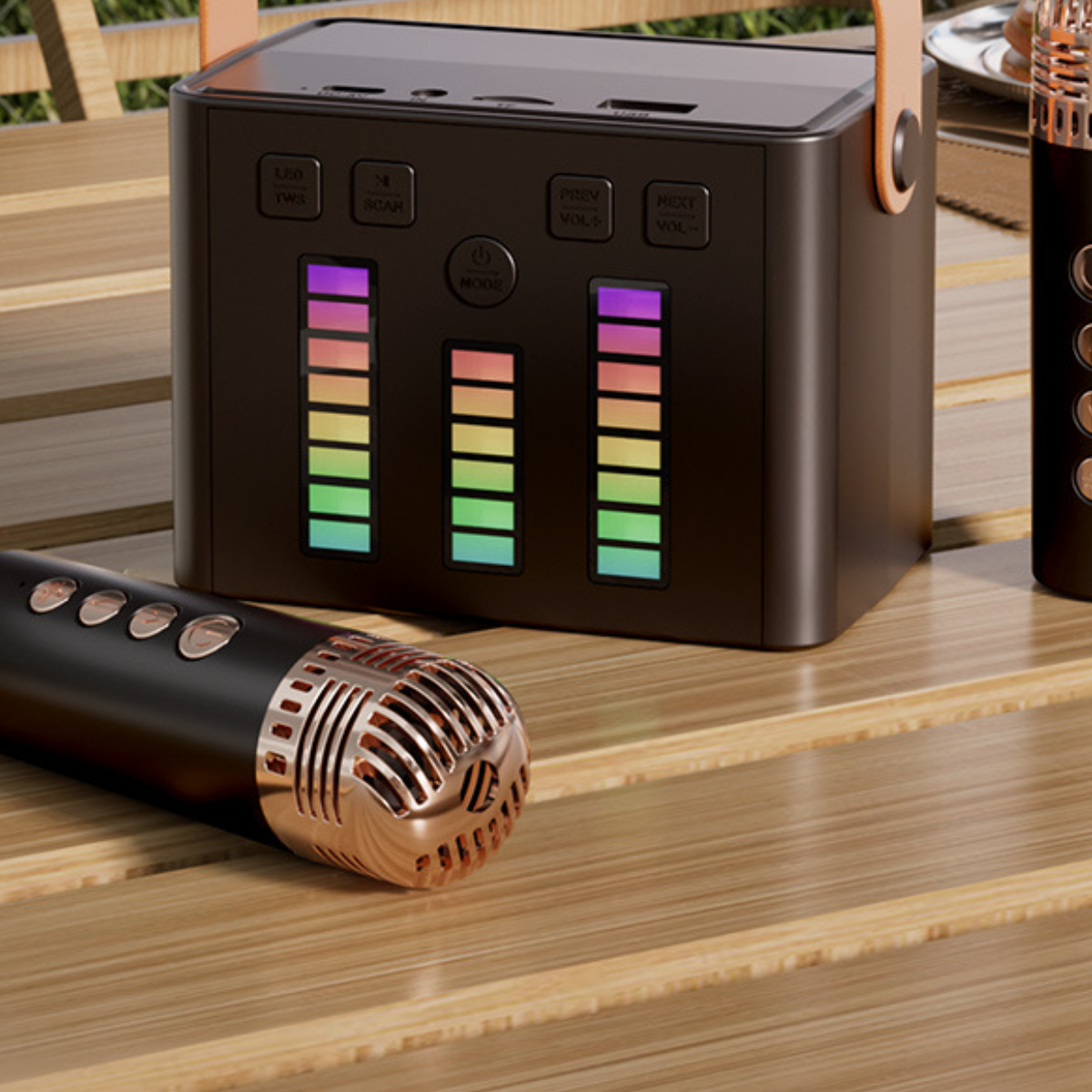 UWOT Kabelloser Bluetooth-Lautsprecher und mit Schwarz zwei Bluetooth-Lautsprecher, für farbigen - Geschenk Lichtern Mikrofonen Zuhause