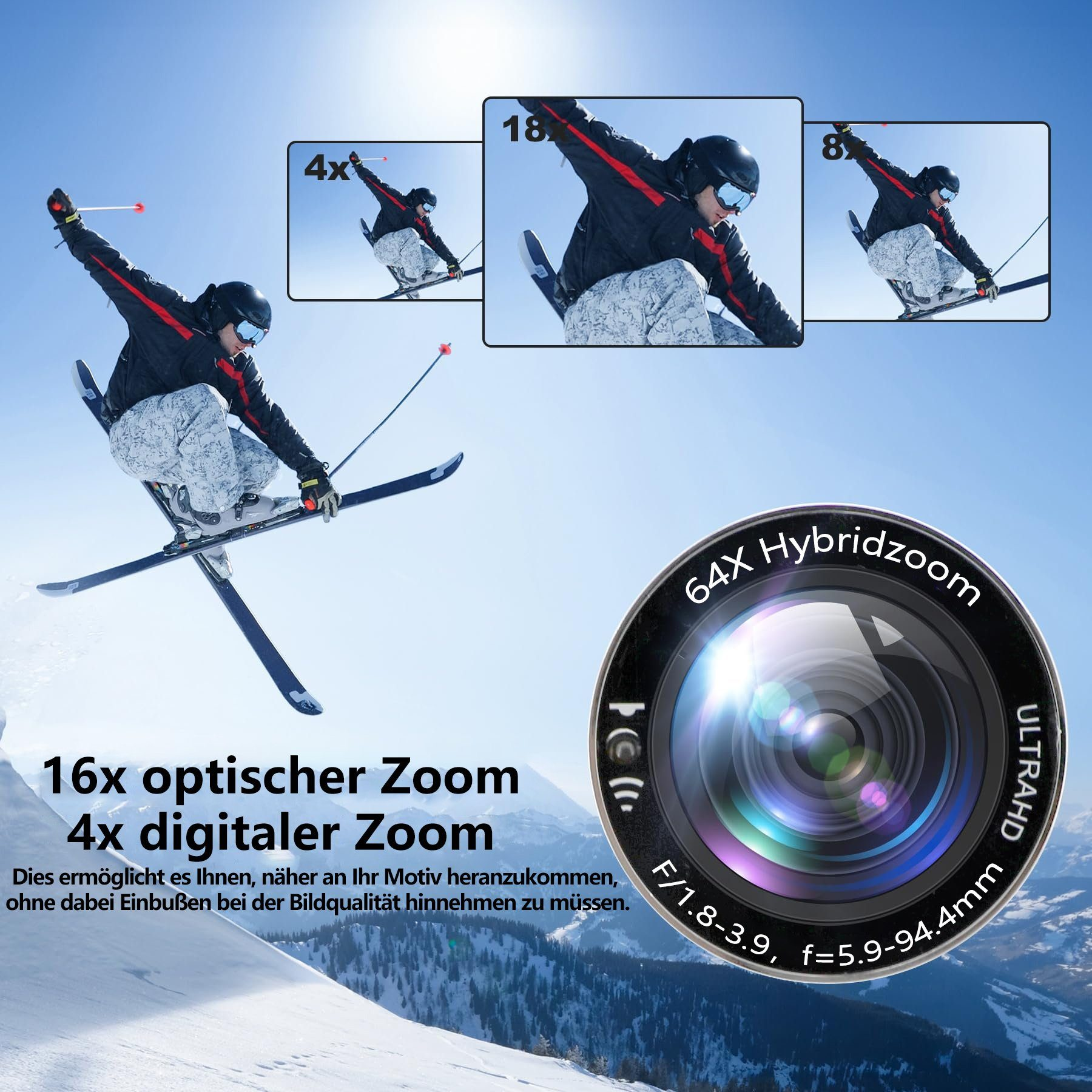 Nachtsicht 16x optischer und 48 und LINGDA Zoom 16x Camcorder Zoom Zoom optischer Megapixelopt.