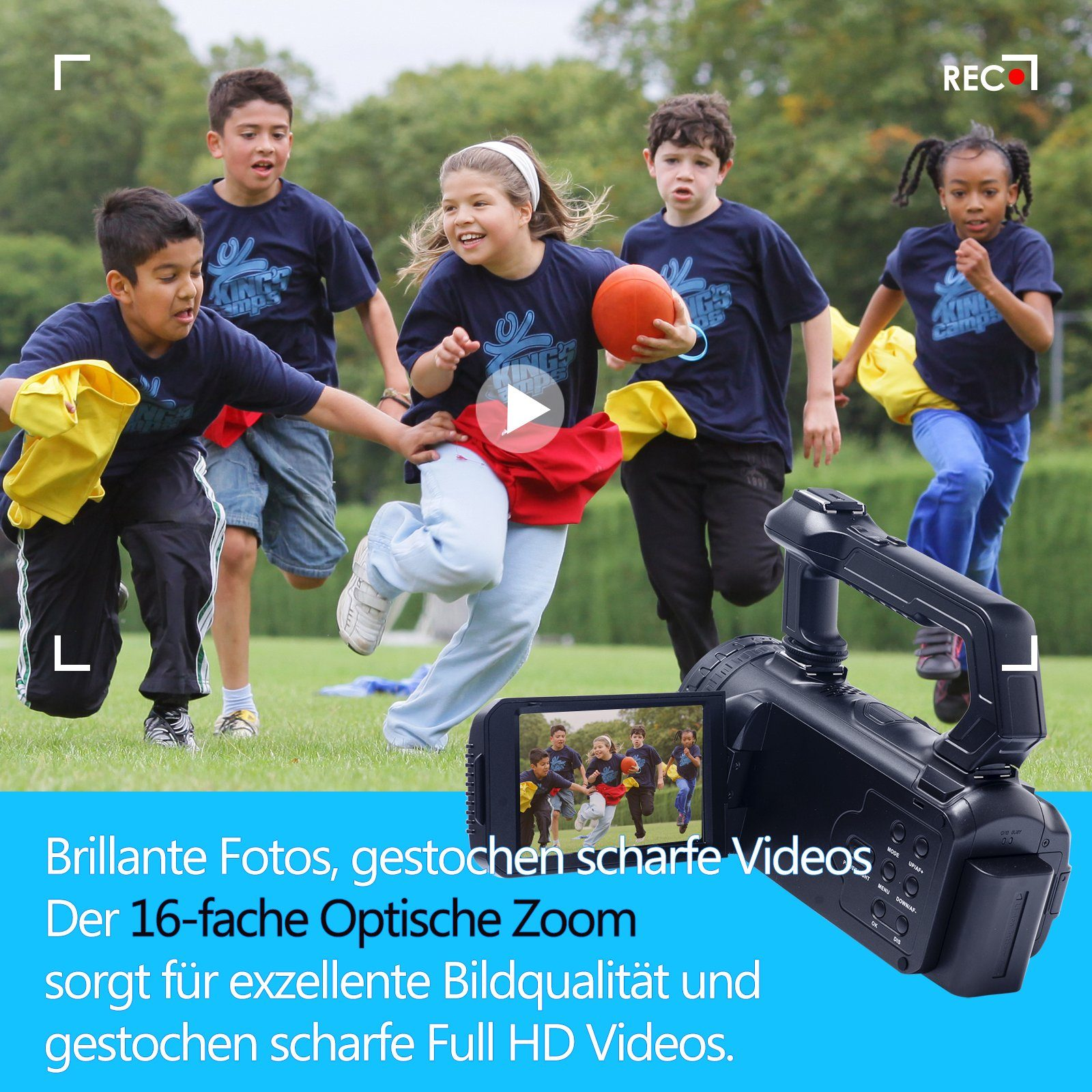 16x optischer Nachtsicht LINGDA Camcorder Zoom 48 und 16x Zoom Megapixelopt. Zoom und optischer