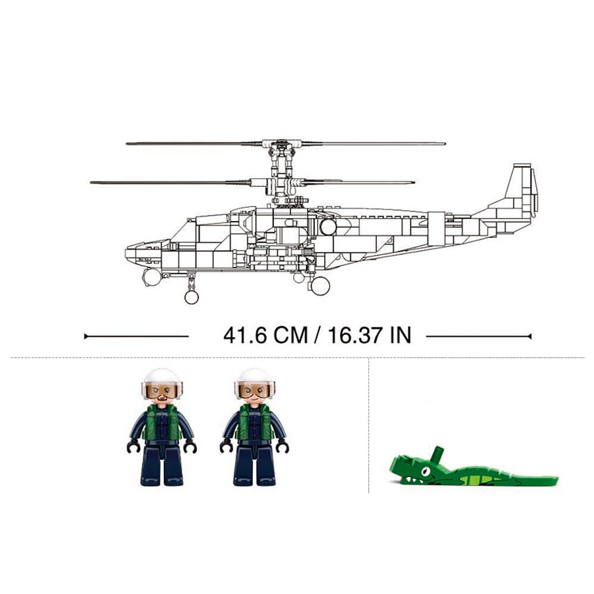 SLUBAN Kampfhelikopter (KA-52S) Klemmbausteine Teile) (913