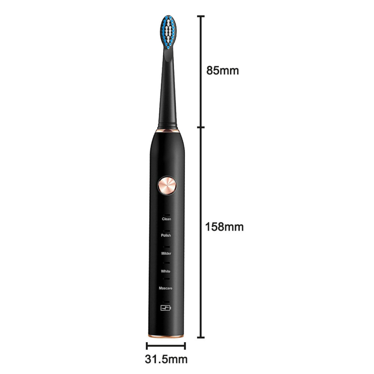 ELKUAIE USB-Aufladung im neuen black Stil Elektrische Zahnbürste