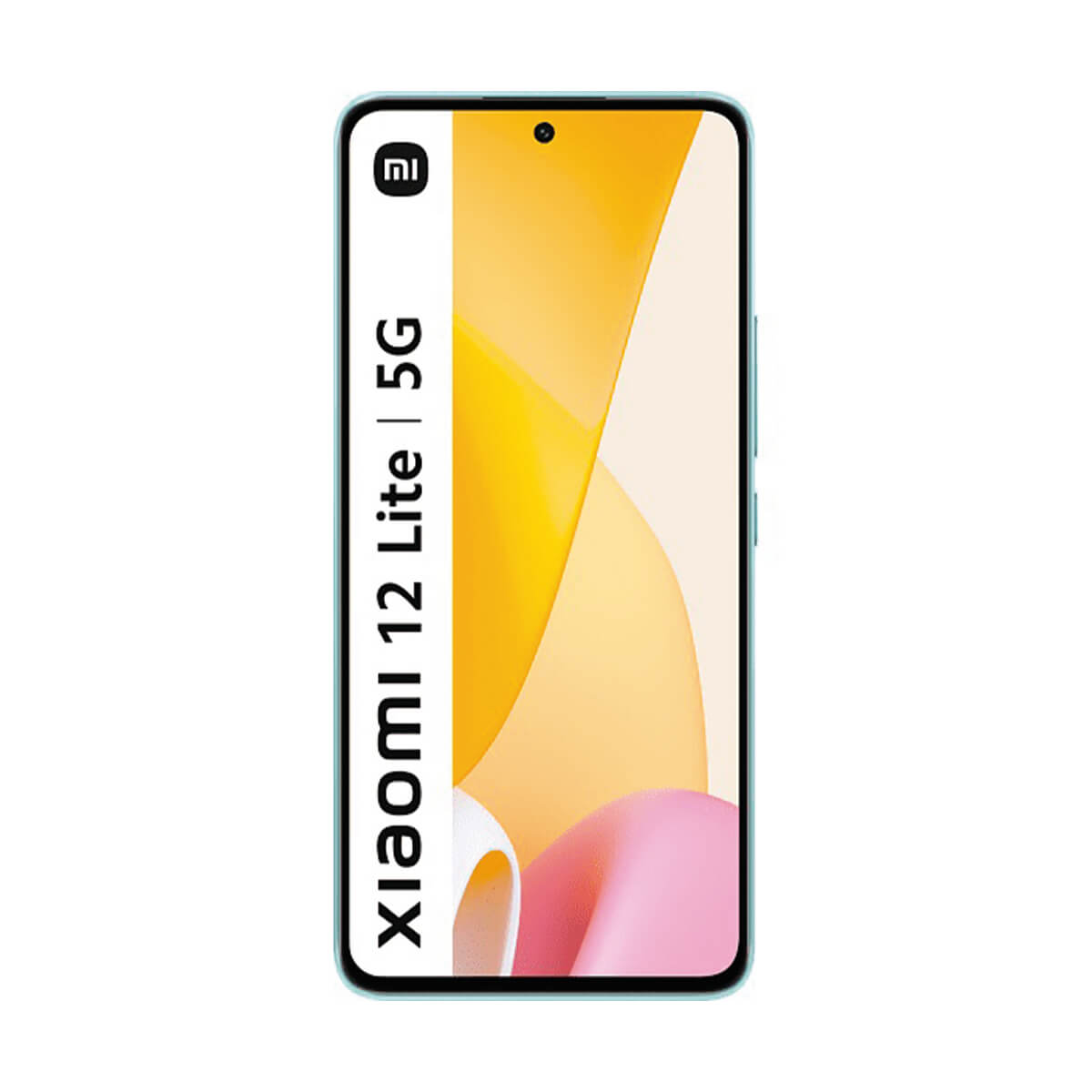 Niebieski smartfon z dużym wyświetlaczem. Widnieje na nim Xiaomi 12 Lite 5G.