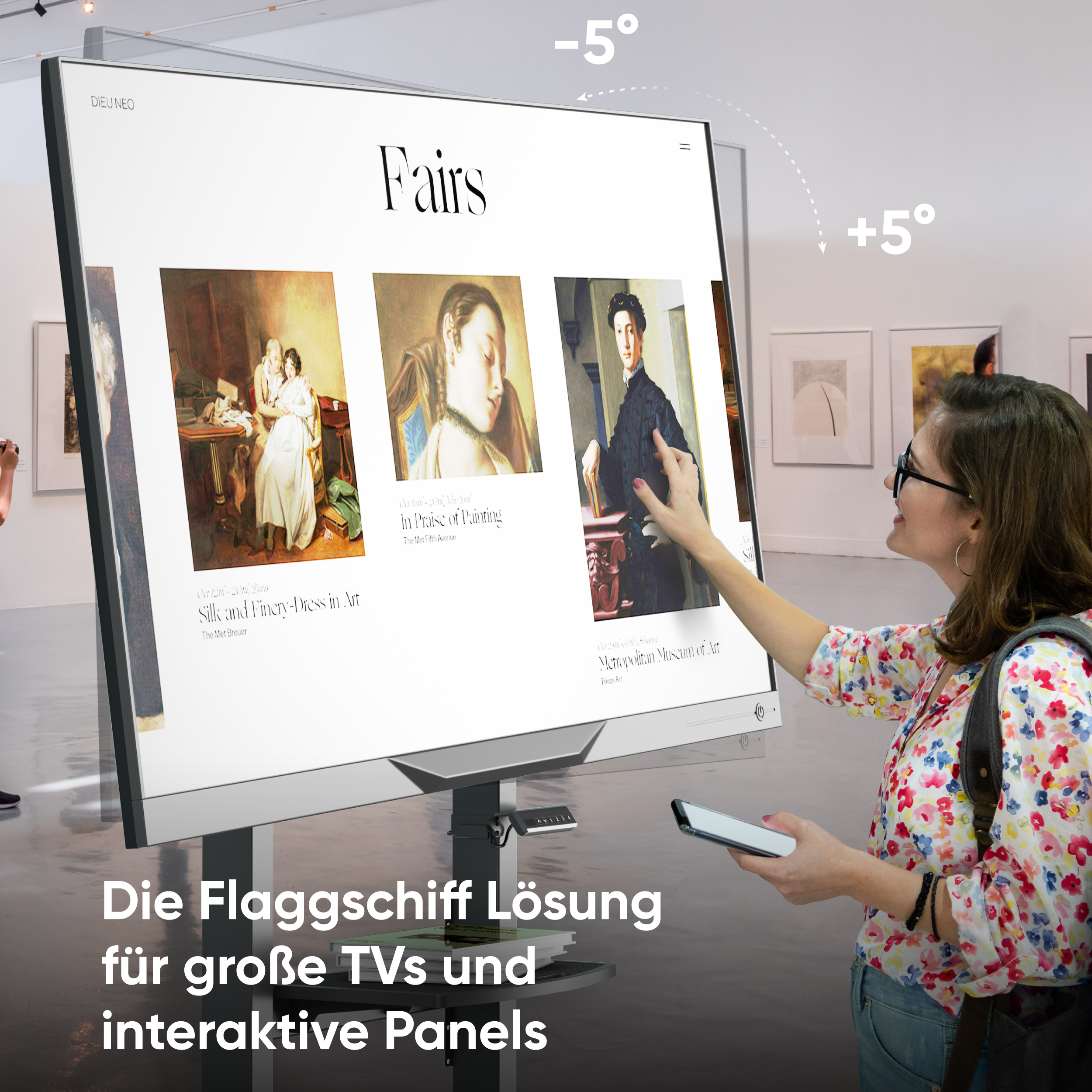 Ständer Schwarz schwenkbar TV TV rollbar Standfuß, ONKRON