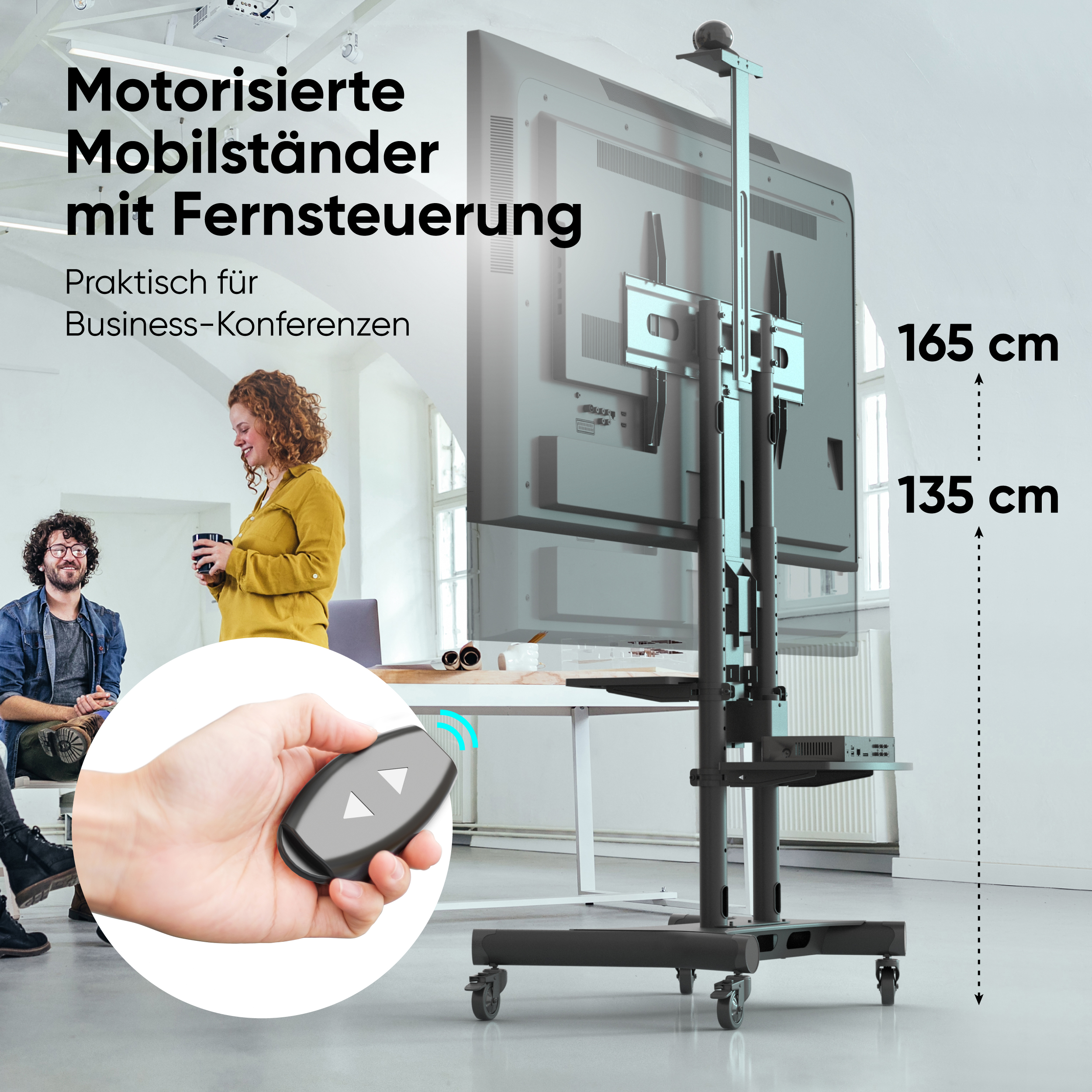 ONKRON TV Ständer rollbar TV Schwarz Standfuß